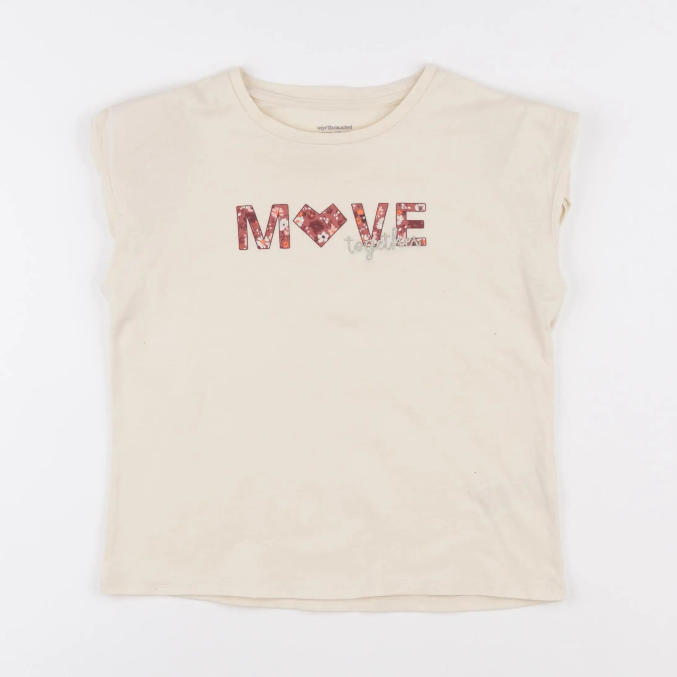 Vertbaudet - tee-shirt beige - 8 ans