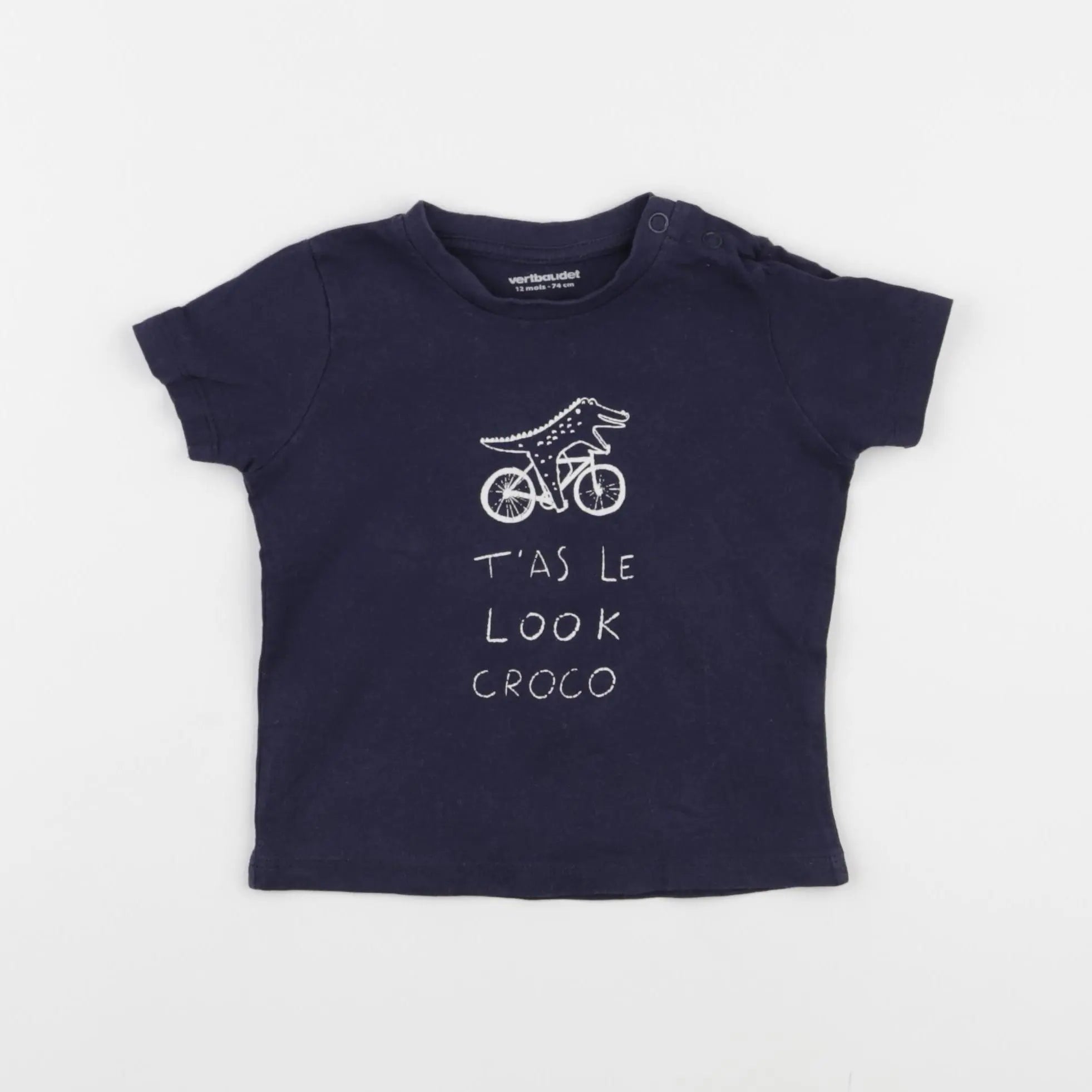 Vertbaudet - tee-shirt bleu - 12 mois