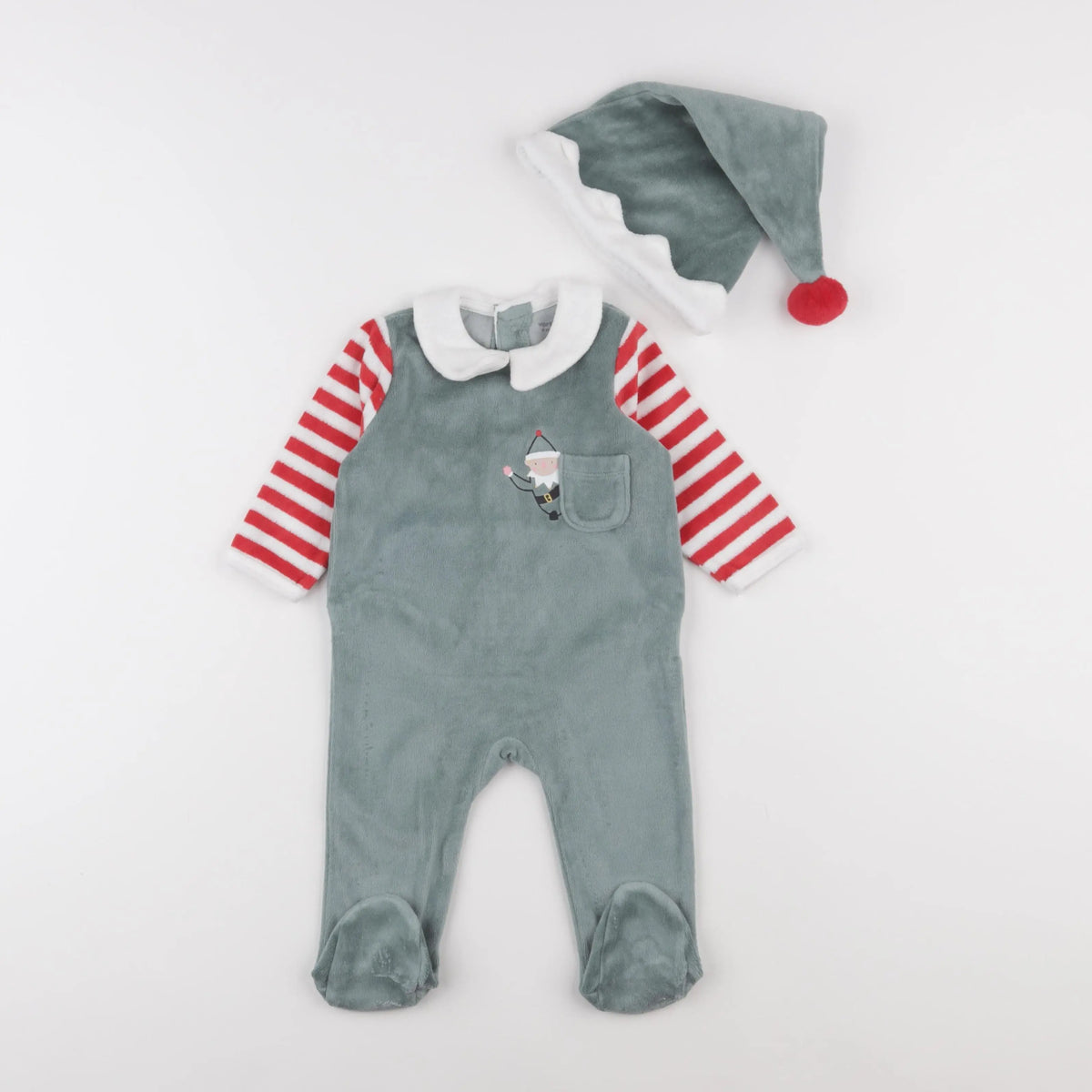 Vertbaudet - pyjama velours vert - 6 mois