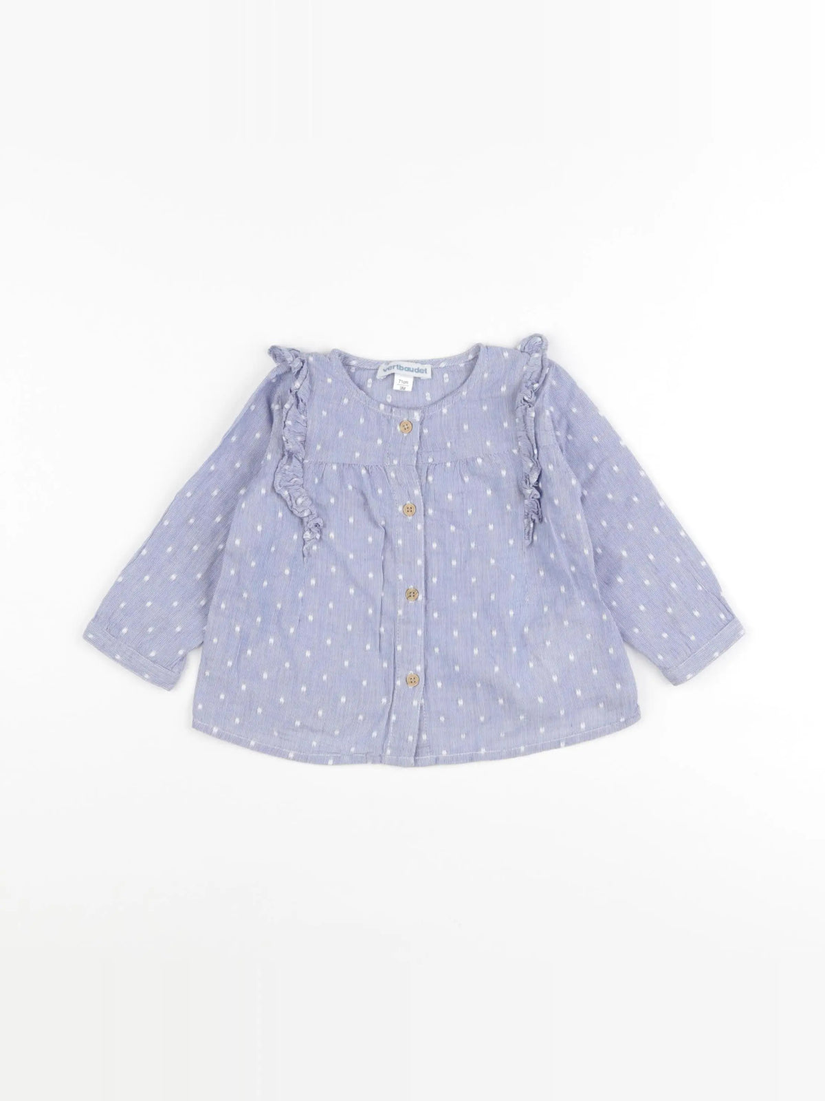 Vertbaudet - blouse bleu, blanc - 9 mois