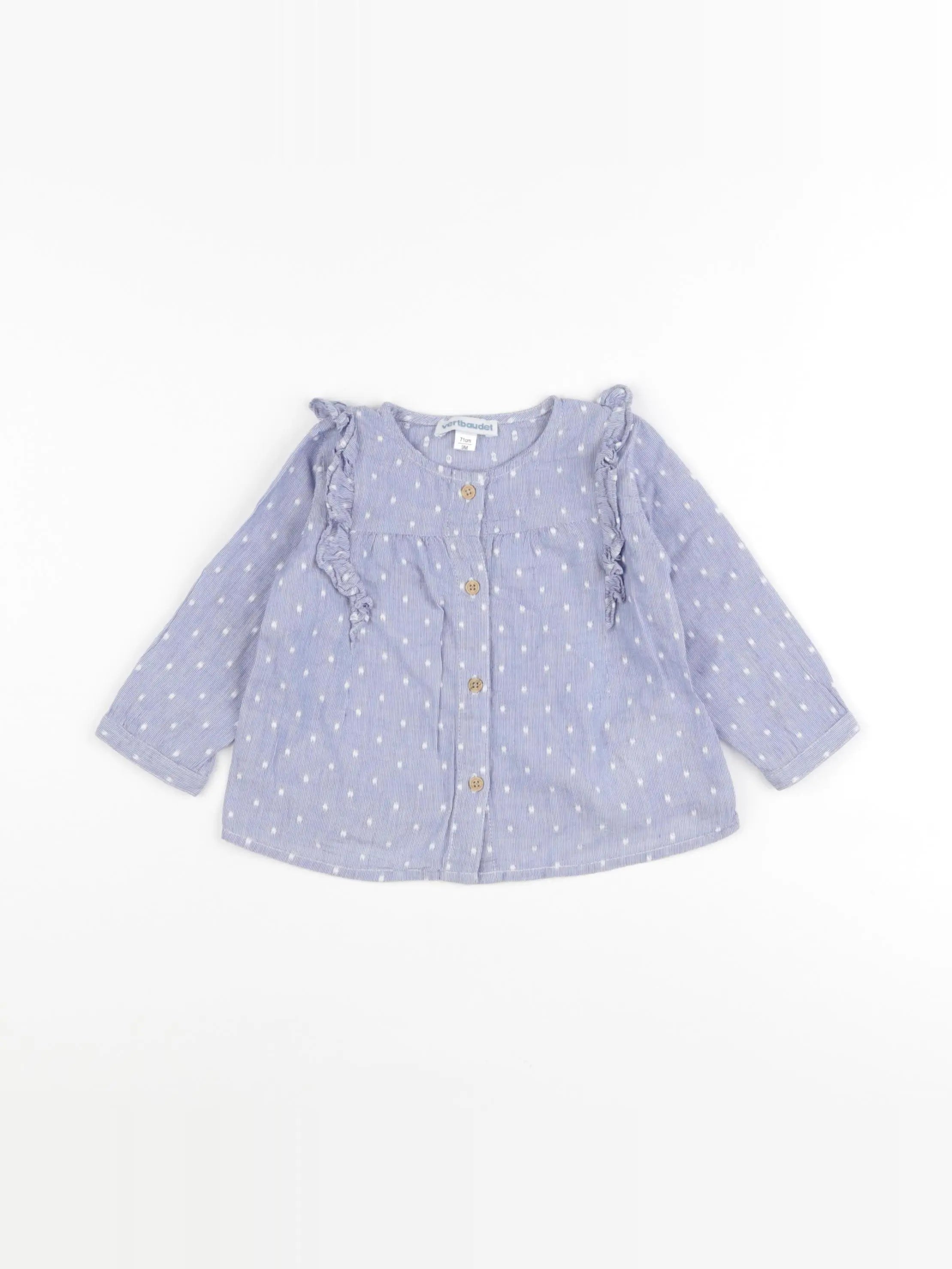 Vertbaudet - blouse bleu, blanc - 9 mois