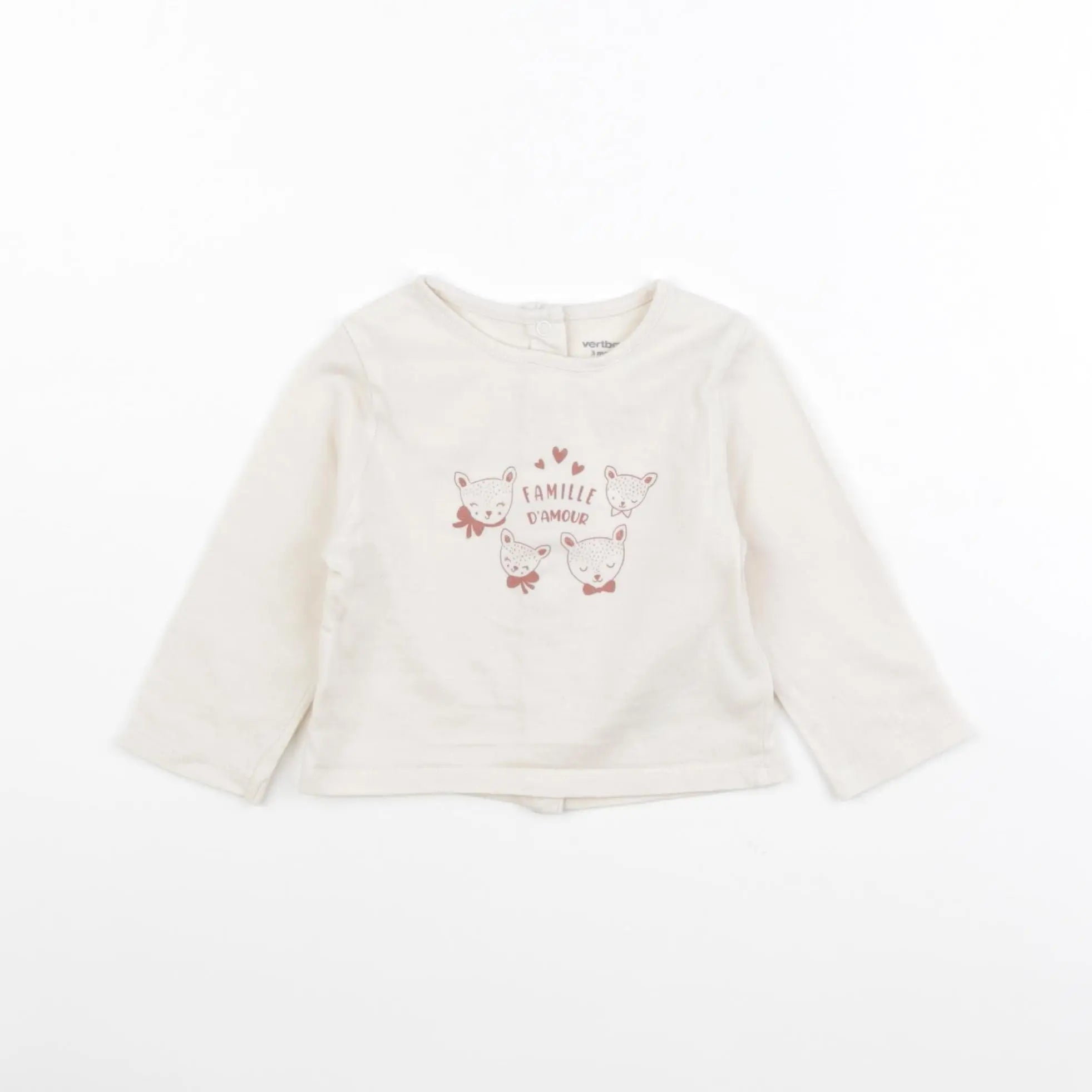 Vertbaudet - tee-shirt beige - 3 mois