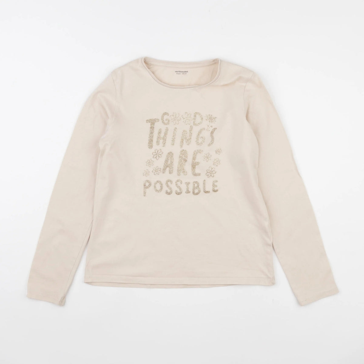 Vertbaudet - tee-shirt beige - 10 ans