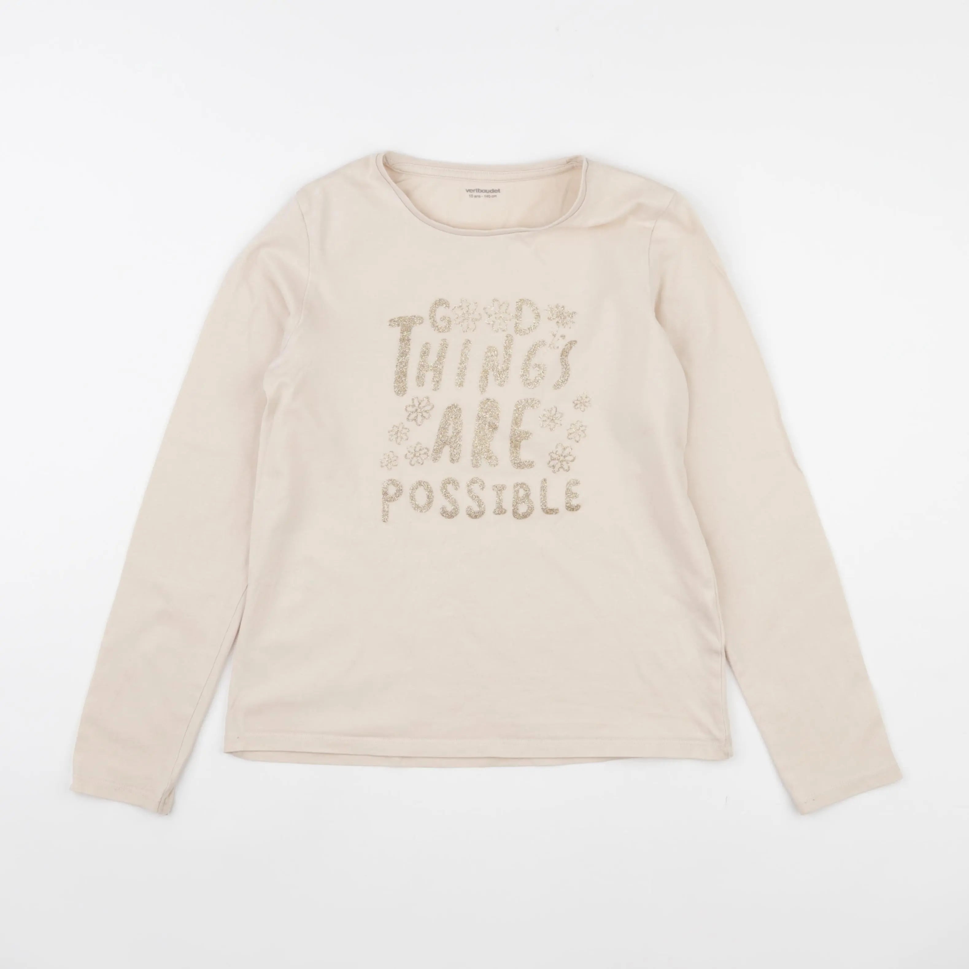 Vertbaudet - tee-shirt beige - 10 ans