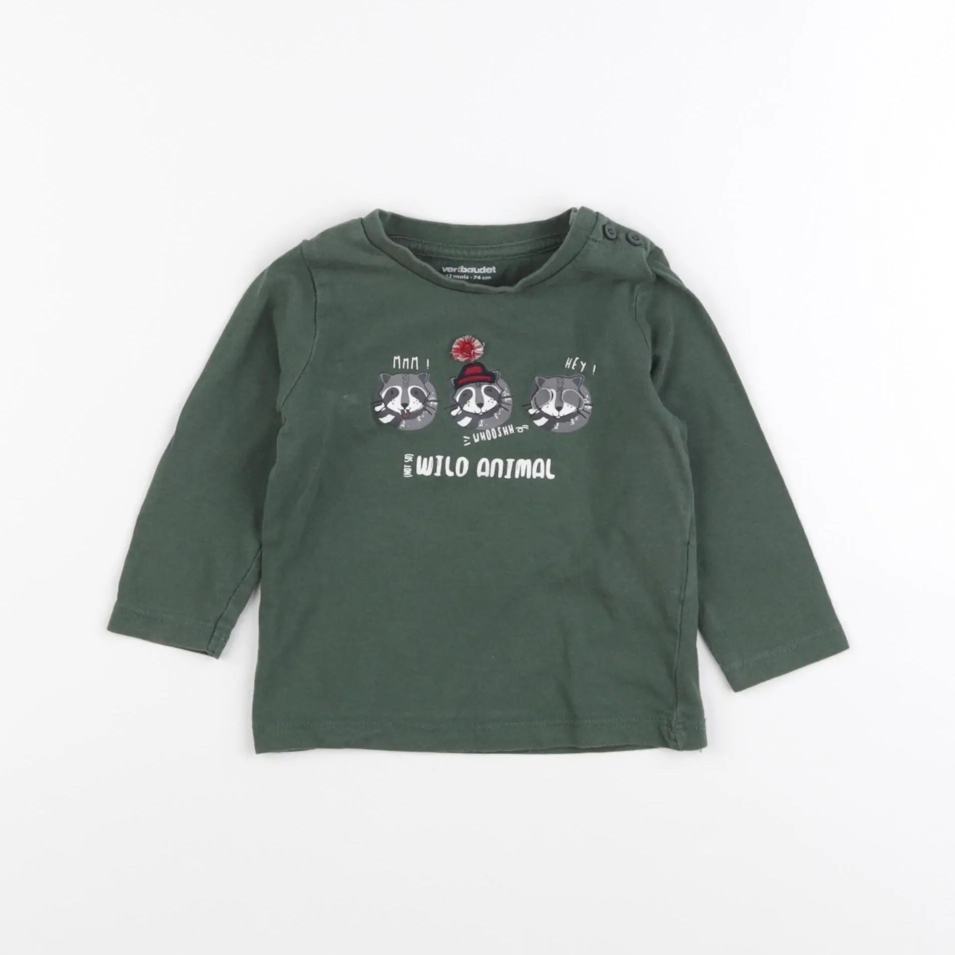 Vertbaudet - tee-shirt vert - 12 mois