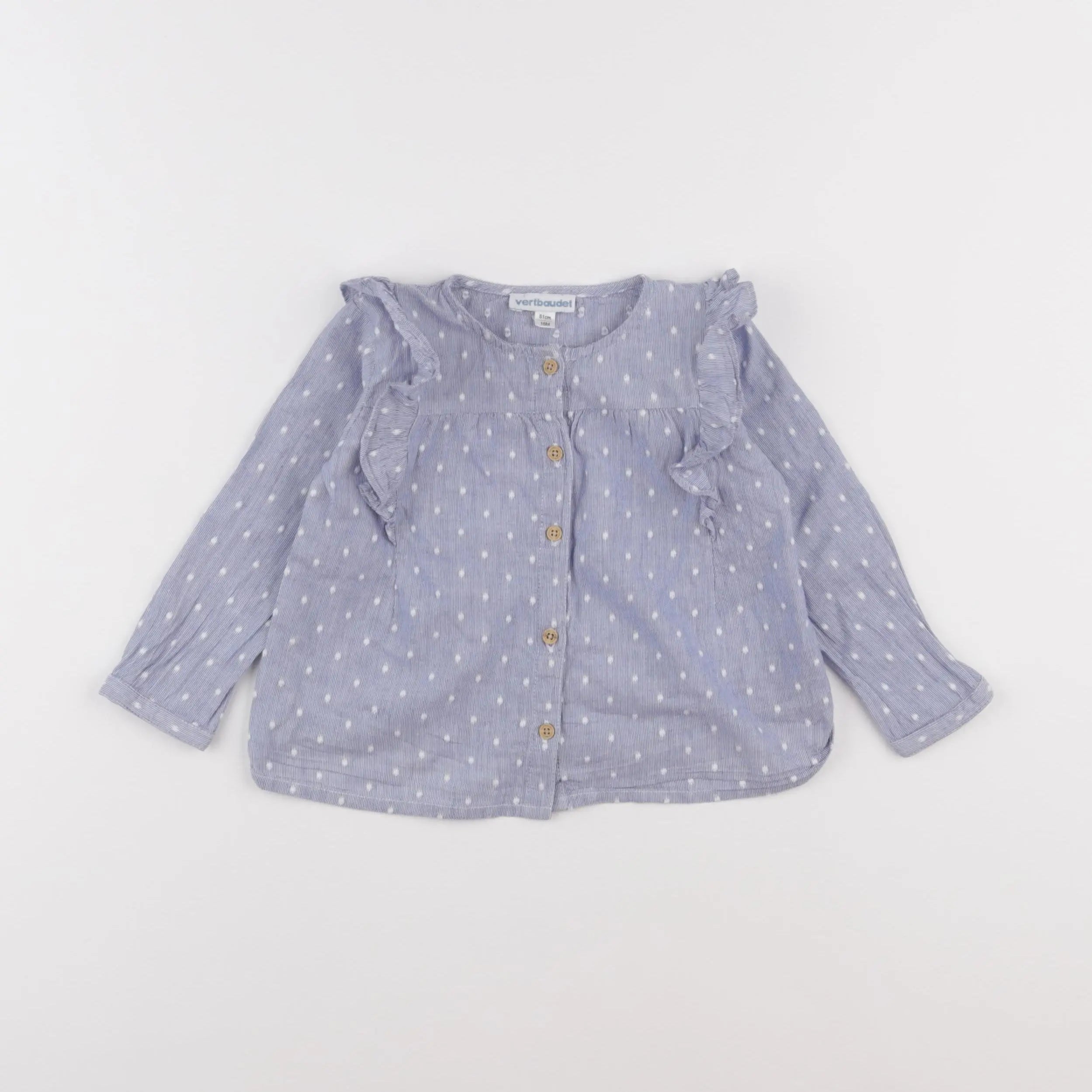 Vertbaudet - blouse bleu, blanc - 18 mois