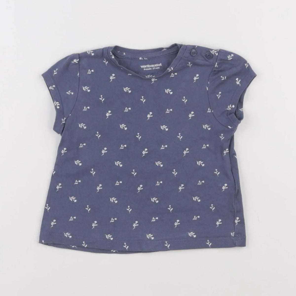 Vertbaudet - tee-shirt bleu, blanc - 9 mois
