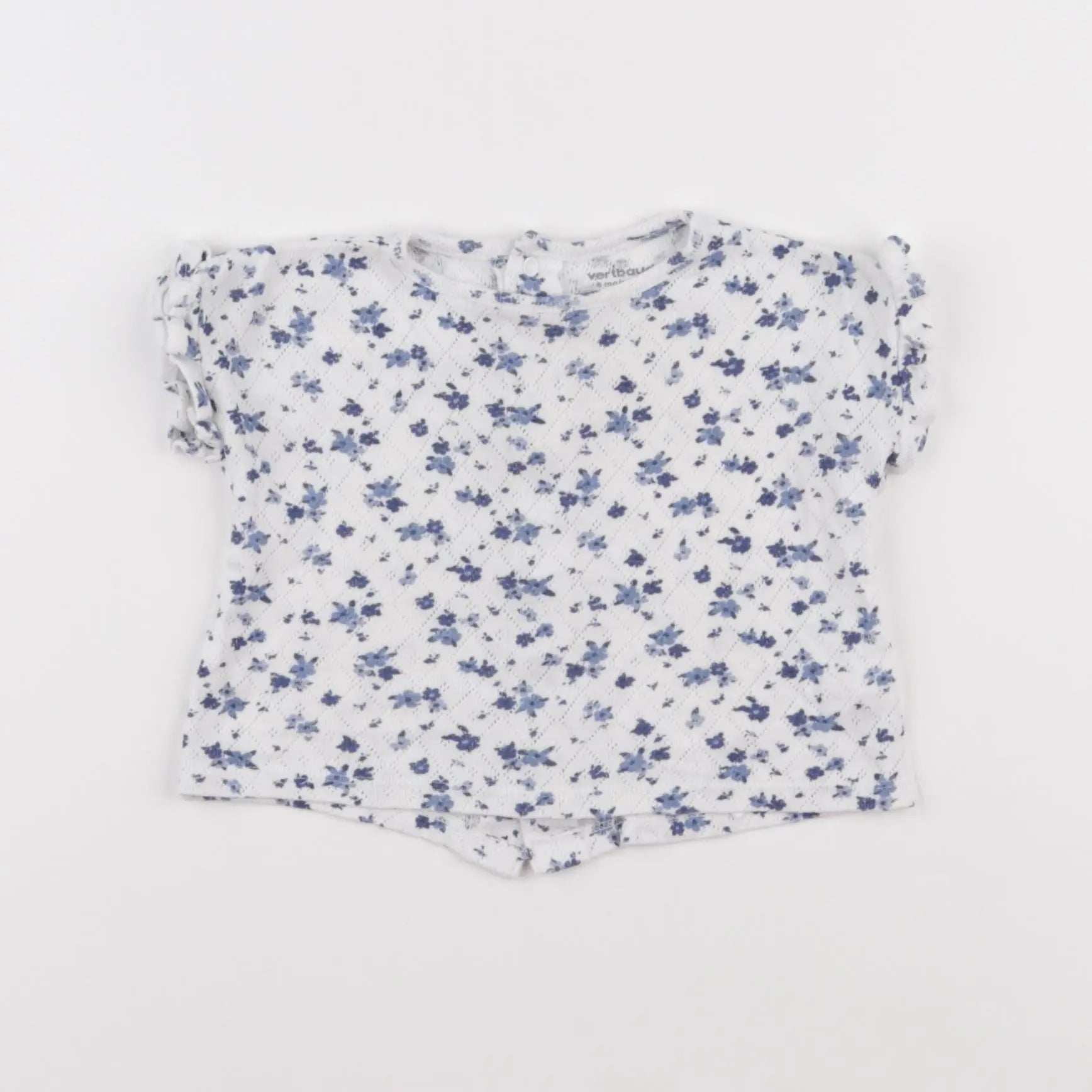 Vertbaudet - tee-shirt blanc, bleu - 6 mois