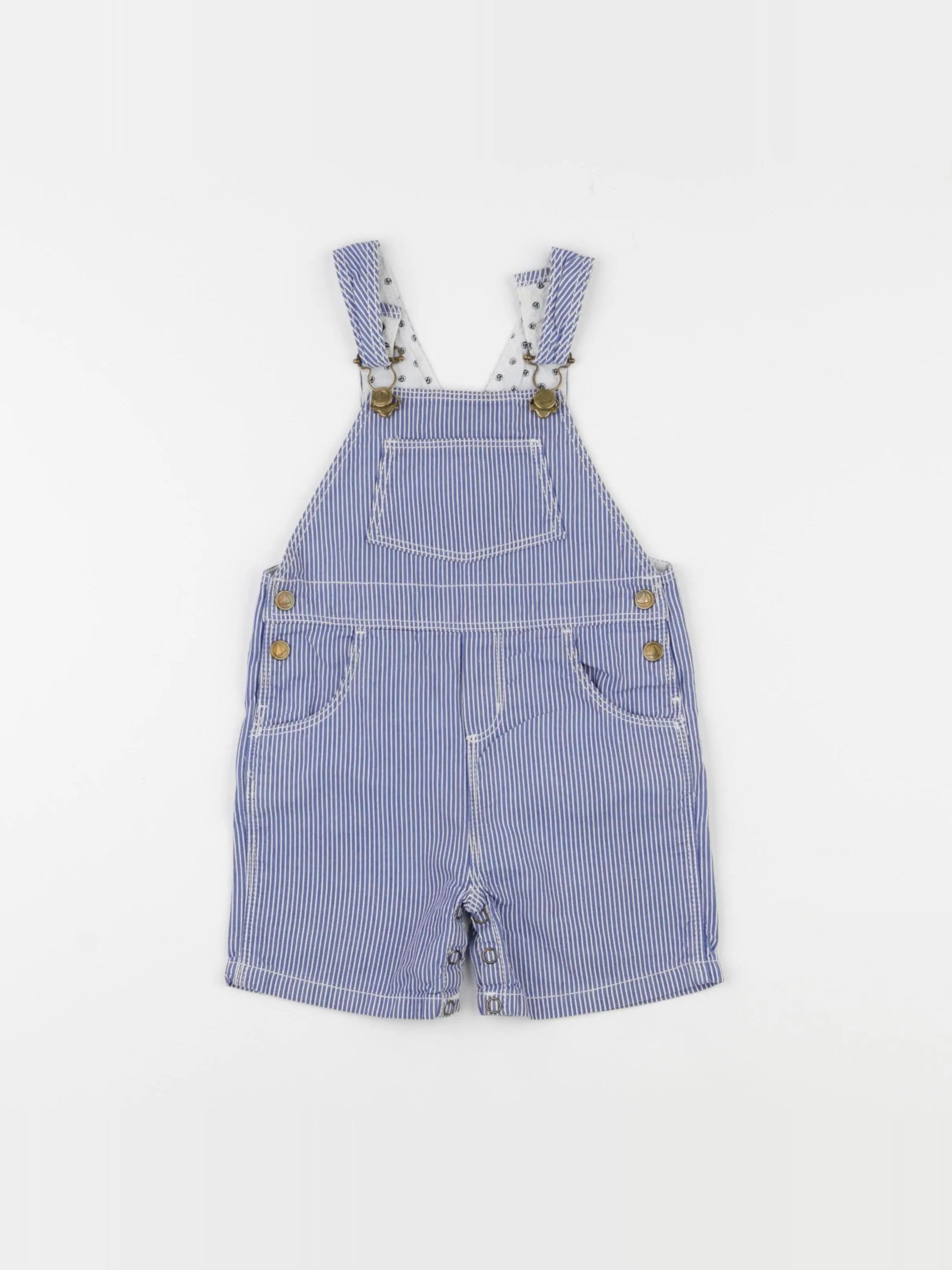 Petit Bateau - salopette bleu, blanc - 12 mois