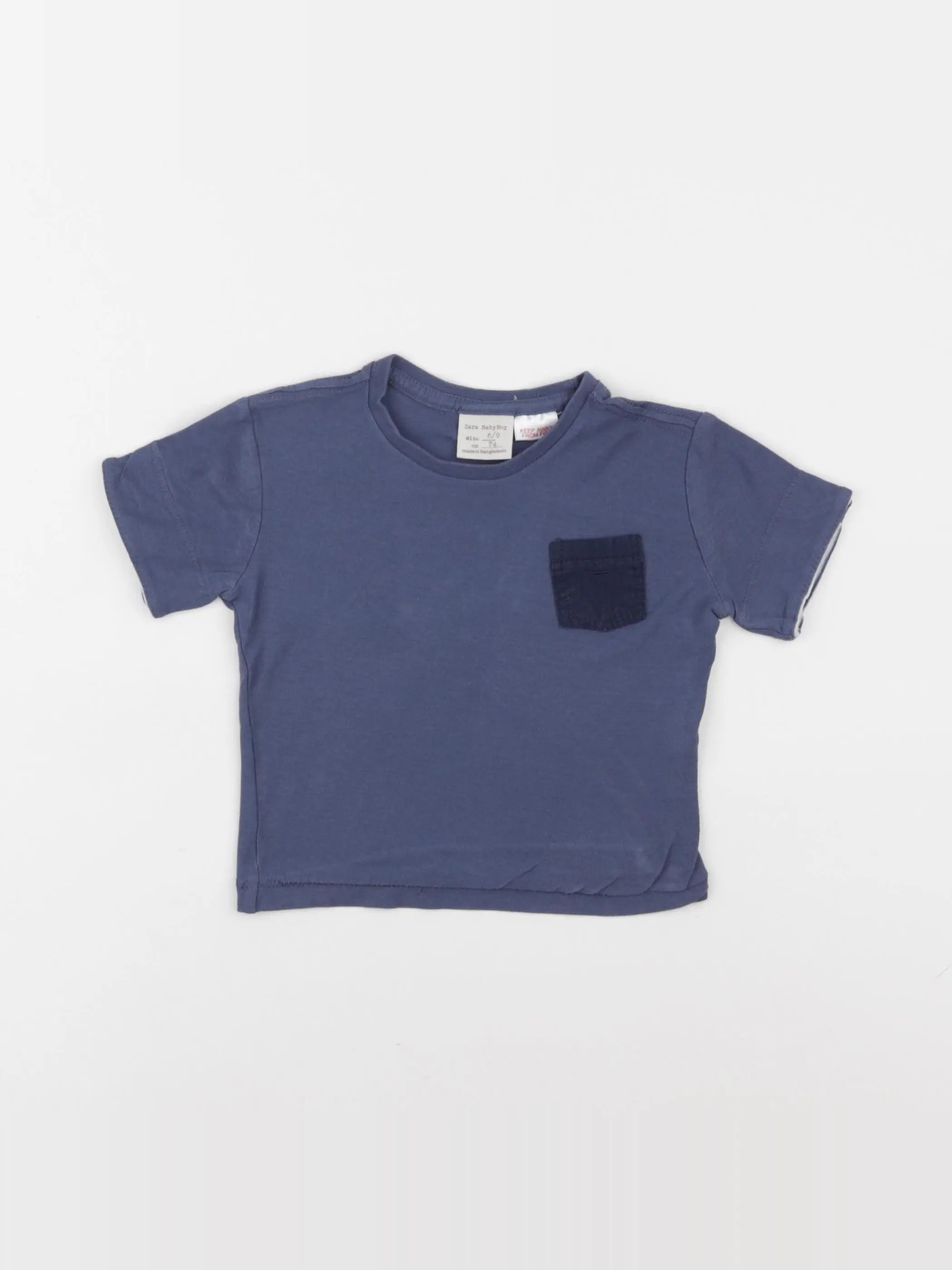 Zara - tee-shirt bleu - 6/9 mois