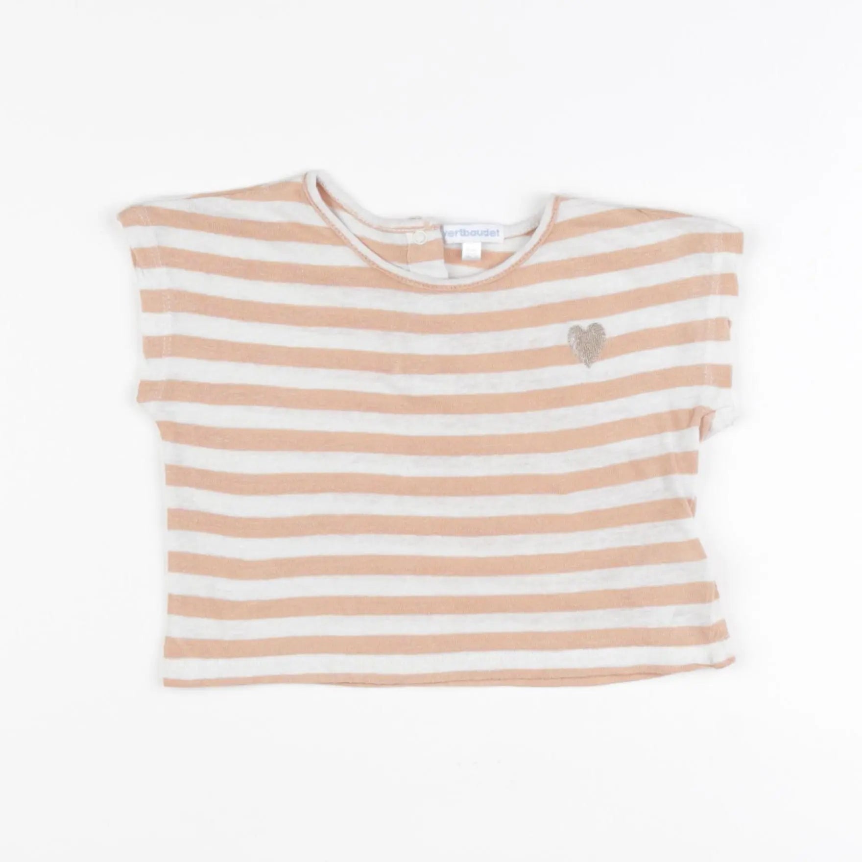 Vertbaudet - tee-shirt blanc, rose - 18 mois