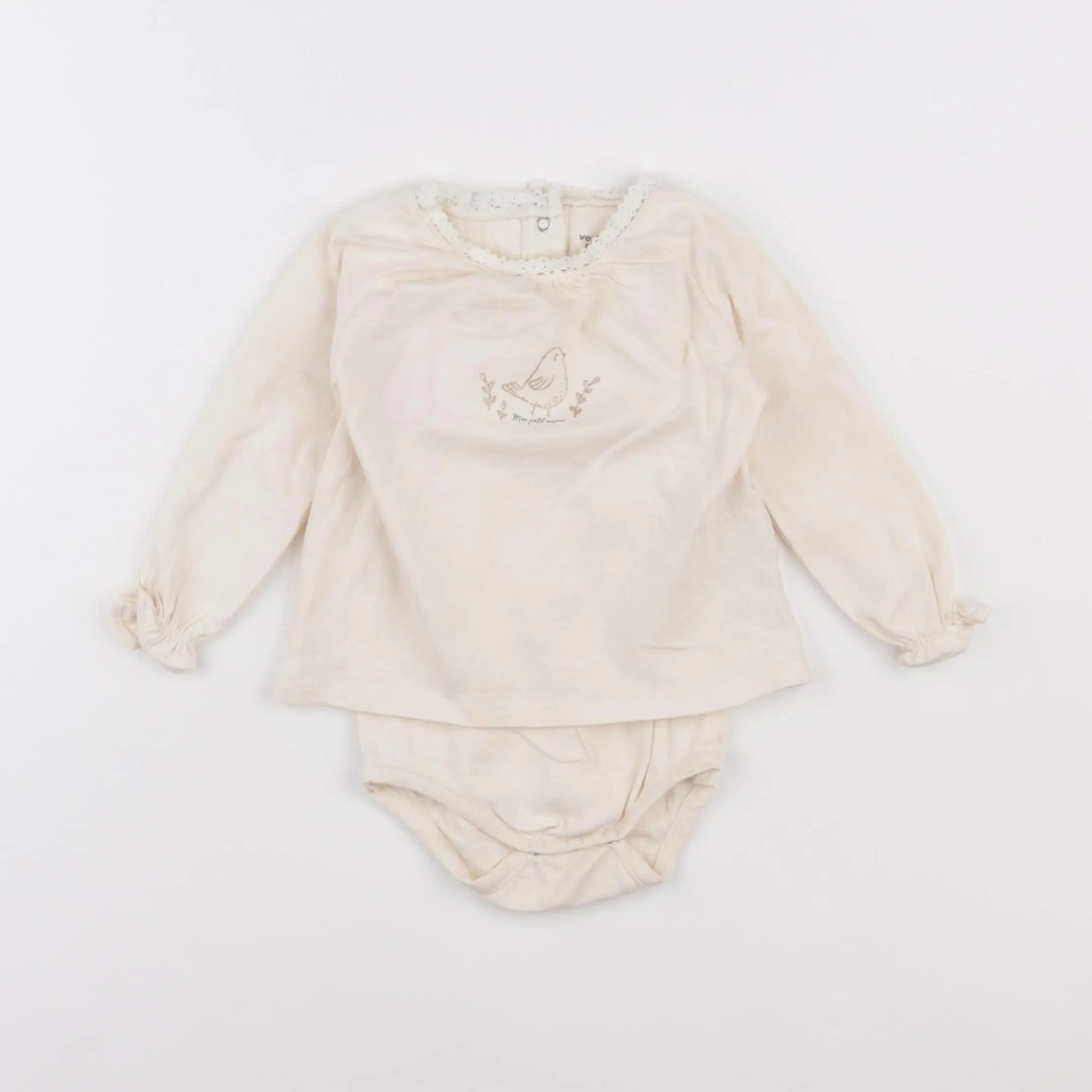 Vertbaudet - body tee-shirt blanc - 9 mois