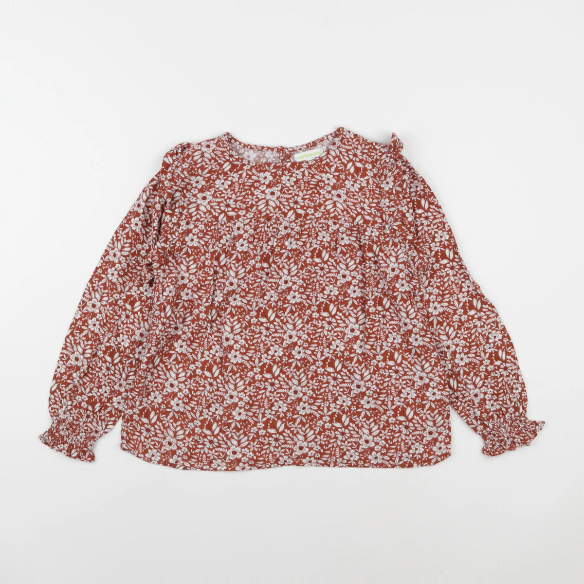Vertbaudet - blouse orange, blanc - 8 ans