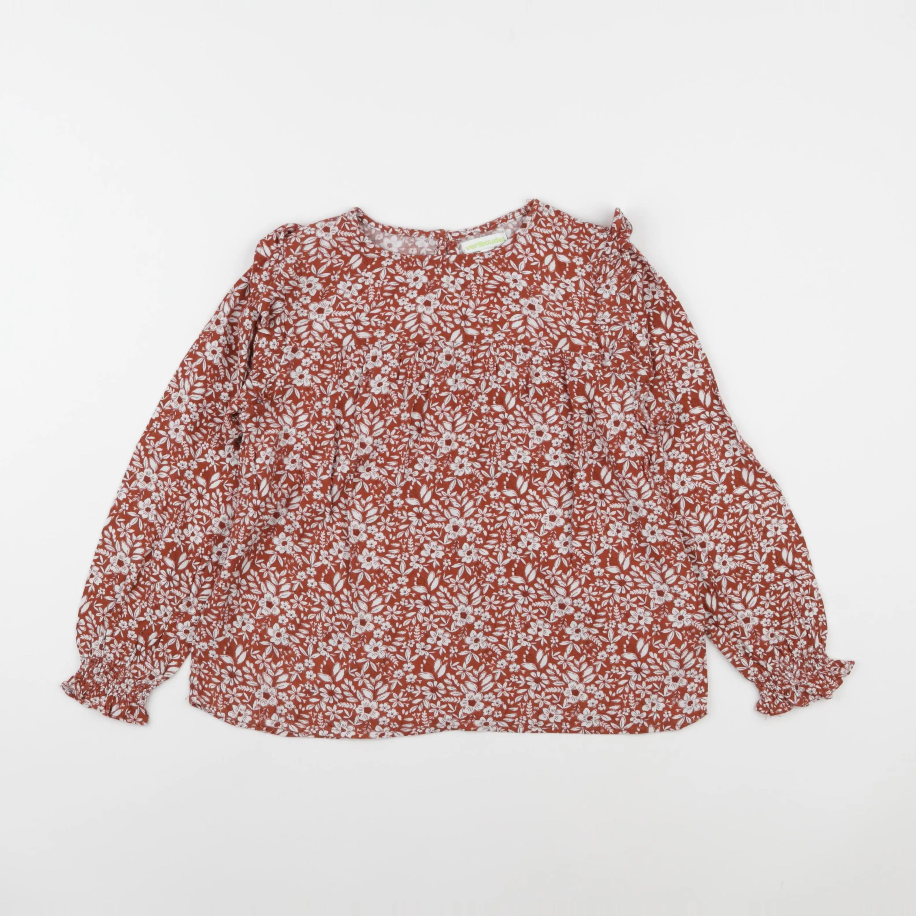 Vertbaudet - blouse orange, blanc - 8 ans