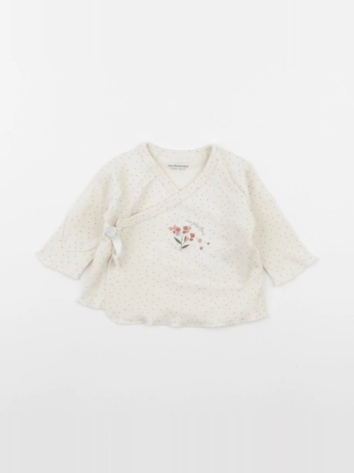 Vertbaudet - tee-shirt blanc, rose - 3 mois