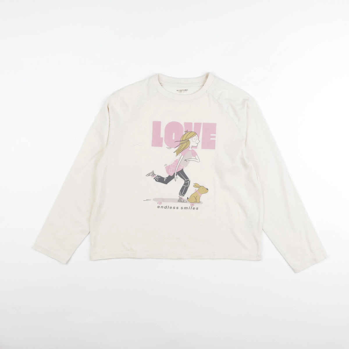 Vertbaudet - tee-shirt beige, rose - 10 ans