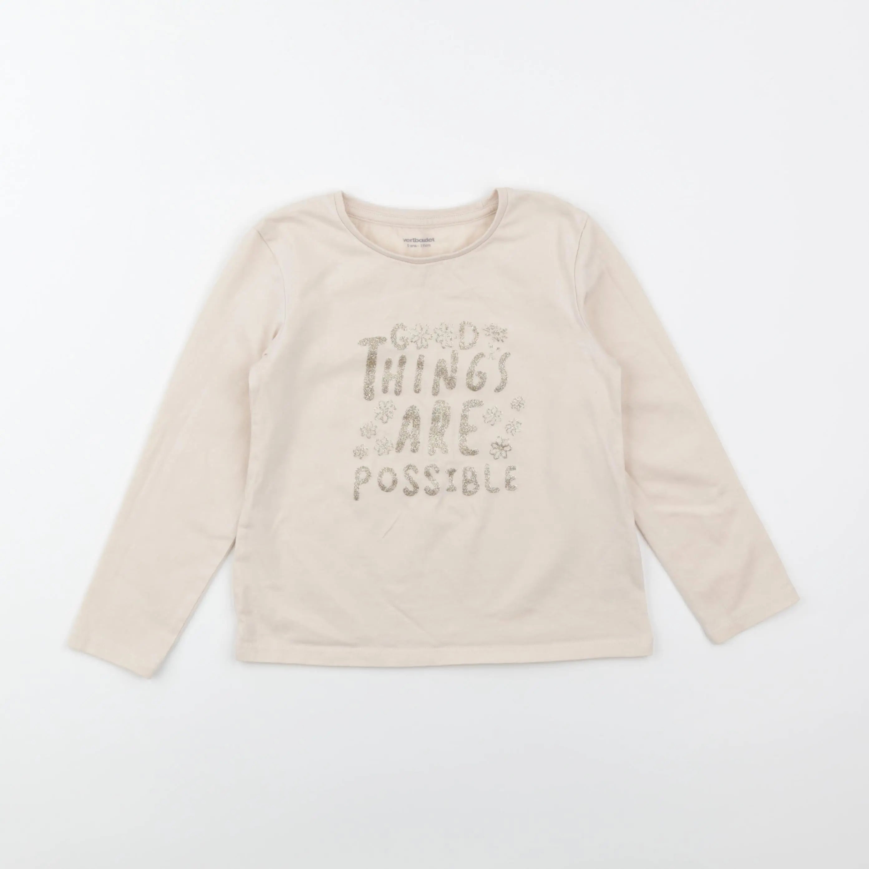 Vertbaudet - tee-shirt beige, or - 5 ans