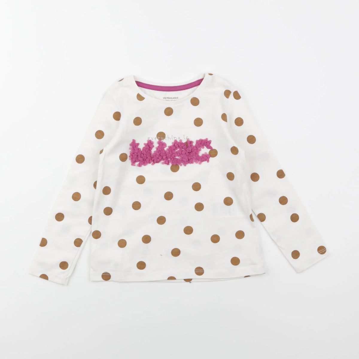 Vertbaudet - tee-shirt blanc, marron - 3 ans