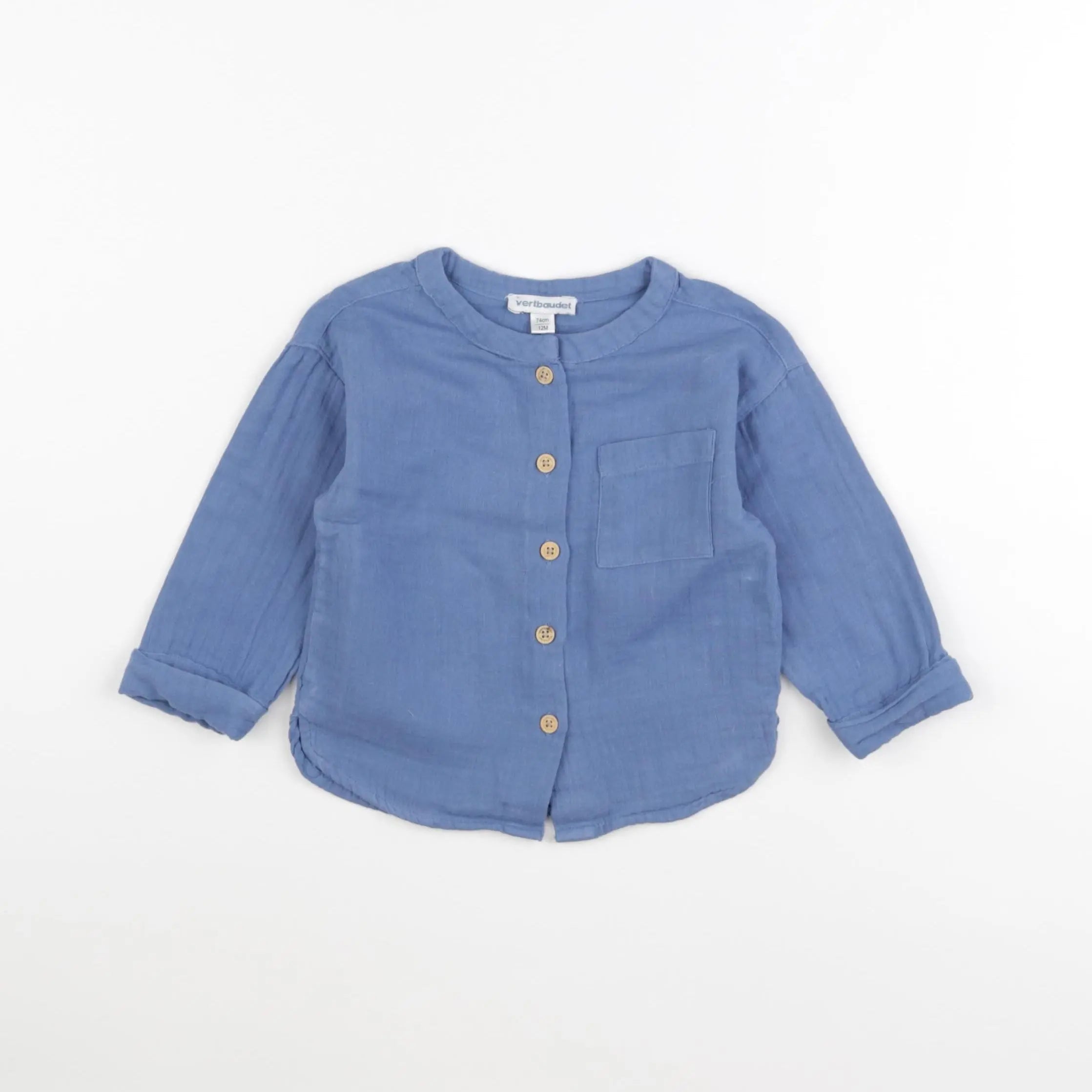 Vertbaudet - chemise bleu - 12 mois
