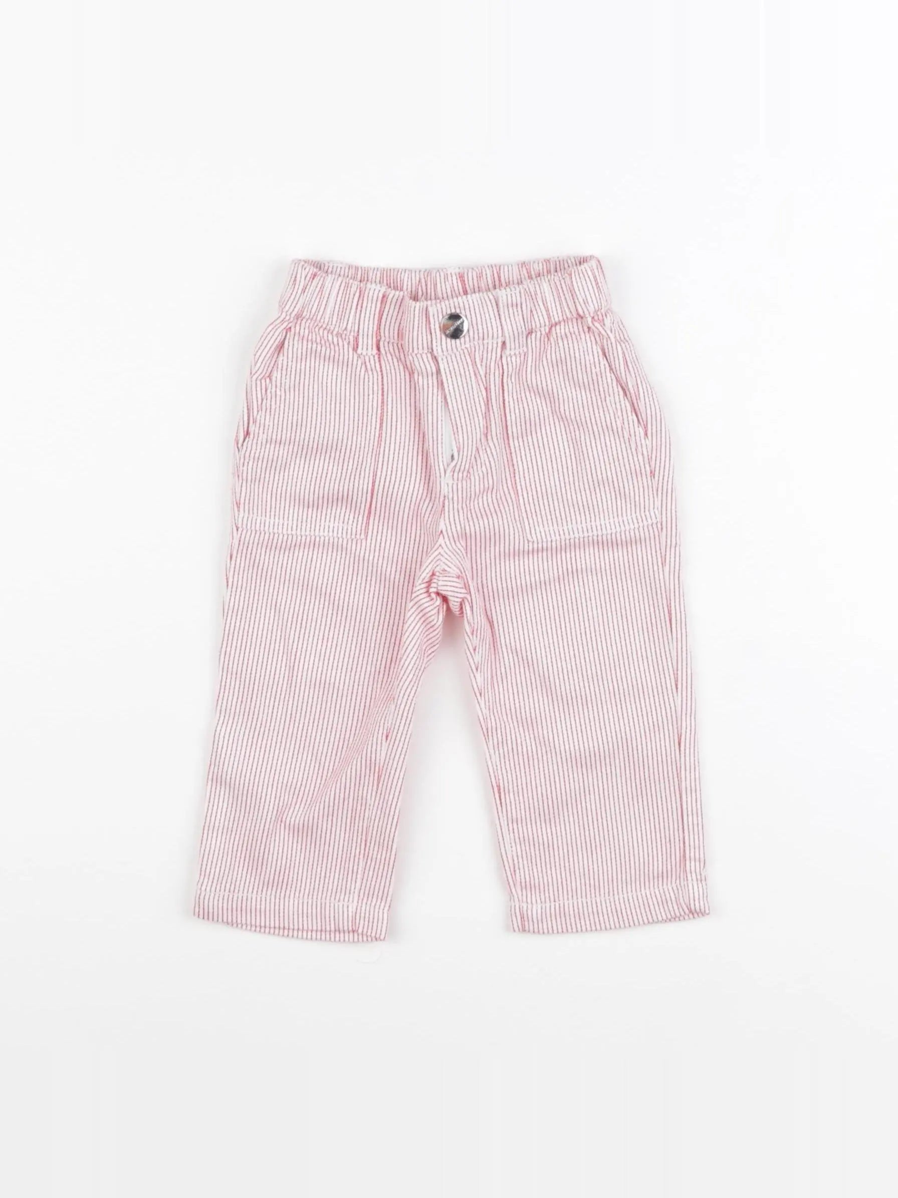 Jacadi - jean blanc, rouge - 12 mois