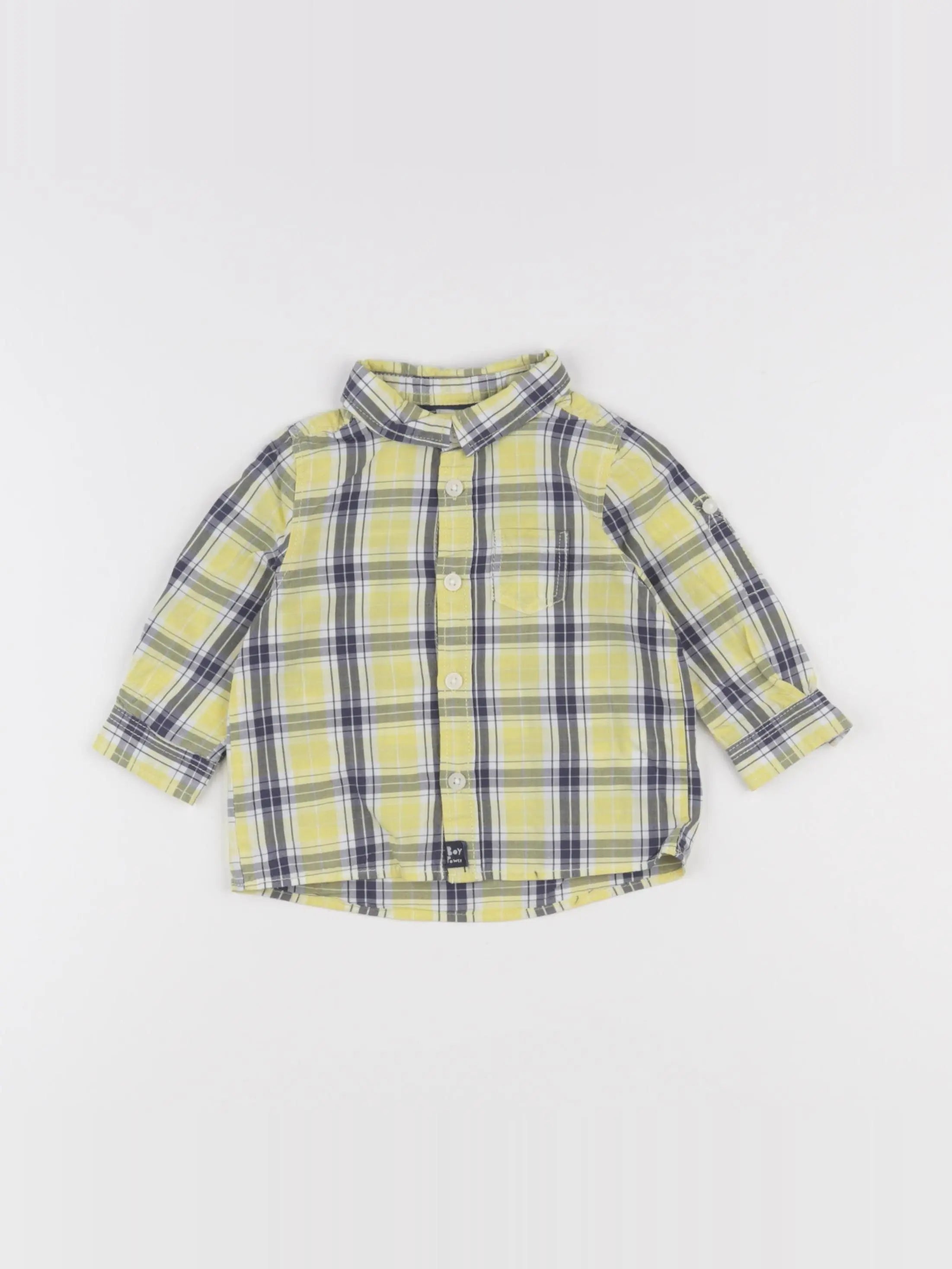Tape à l'oeil - chemise jaune, bleu - 6 mois