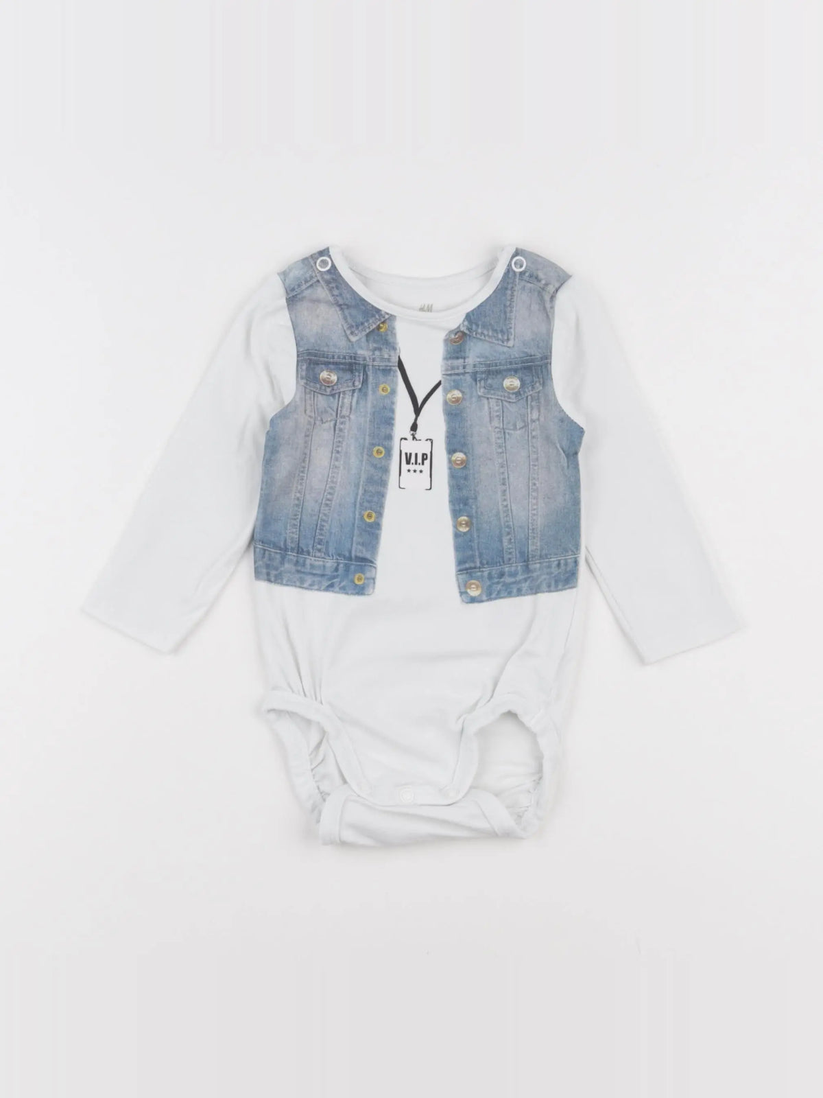 H&M - body blanc, bleu - 6 mois