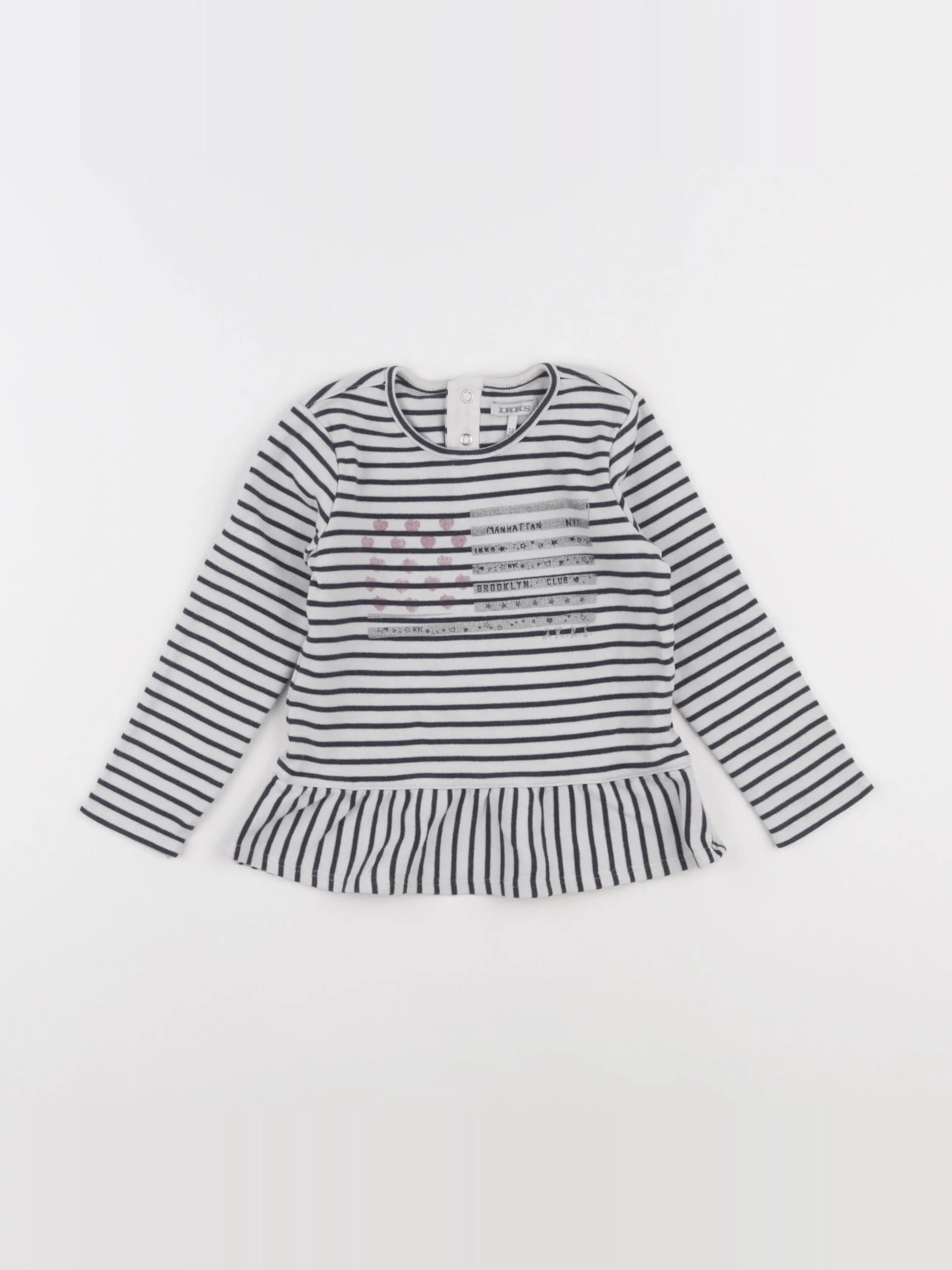 IKKS - sweat bleu, blanc - 3 ans