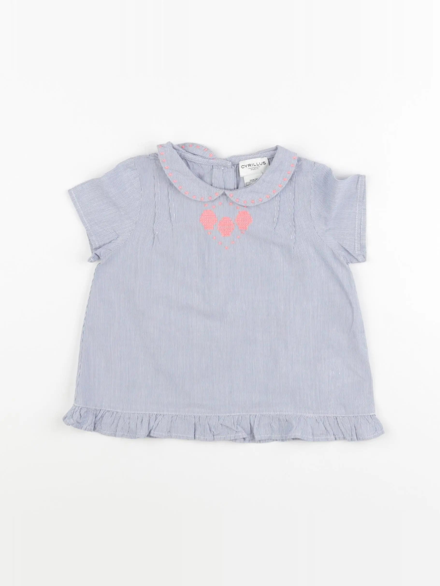 Cyrillus - blouse bleu, blanc - 24 mois