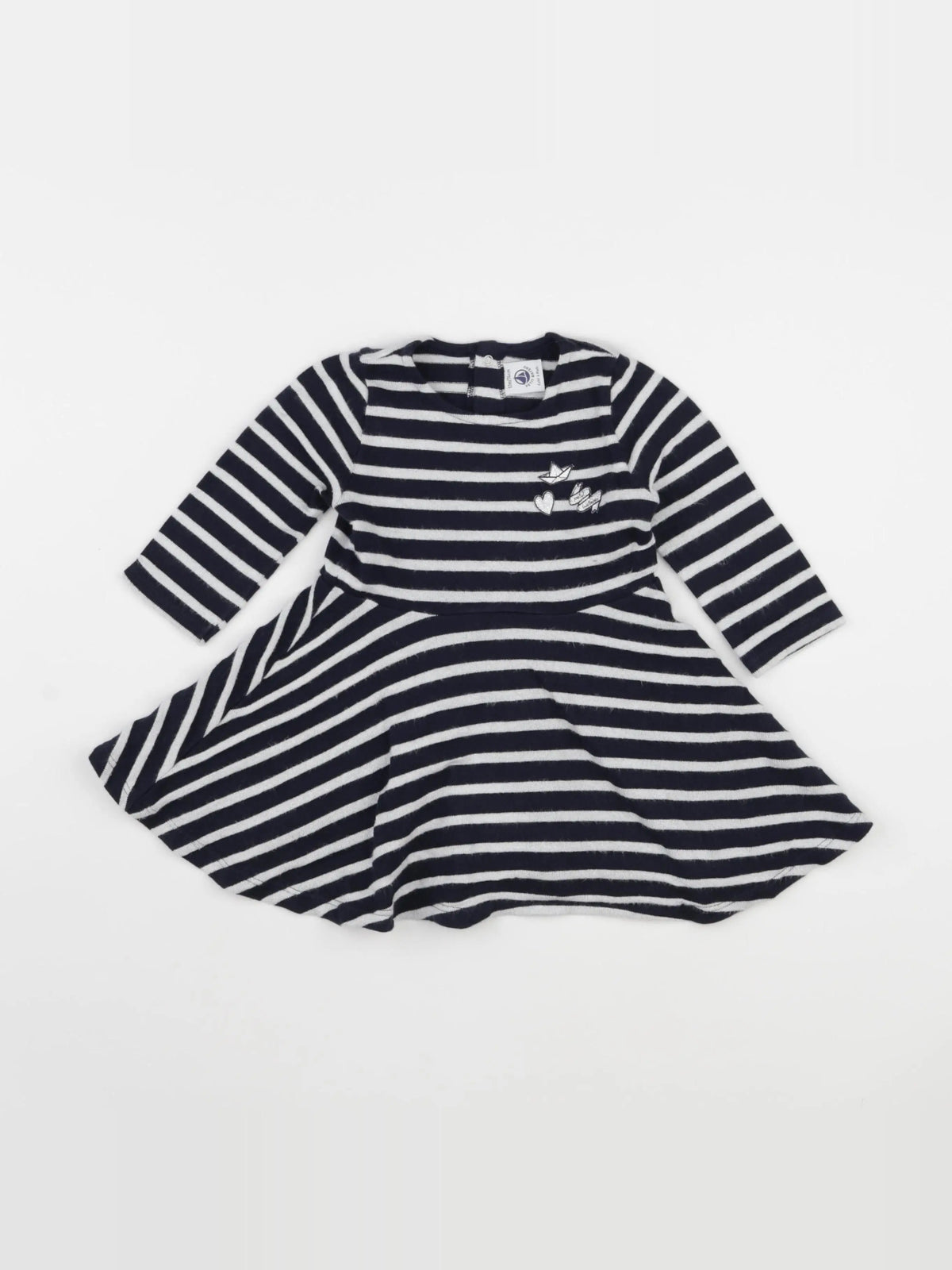 Petit Bateau - robe bleu, argent - 12 mois