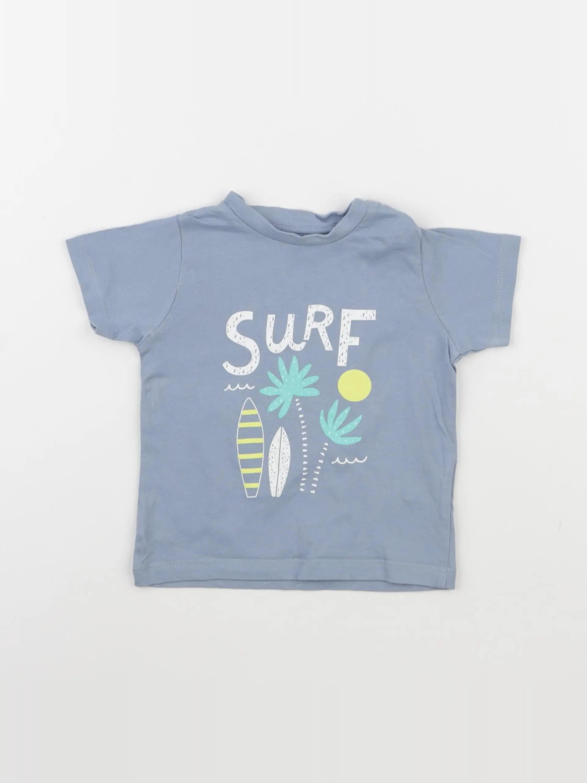 Vertbaudet - tee-shirt bleu - 12 mois