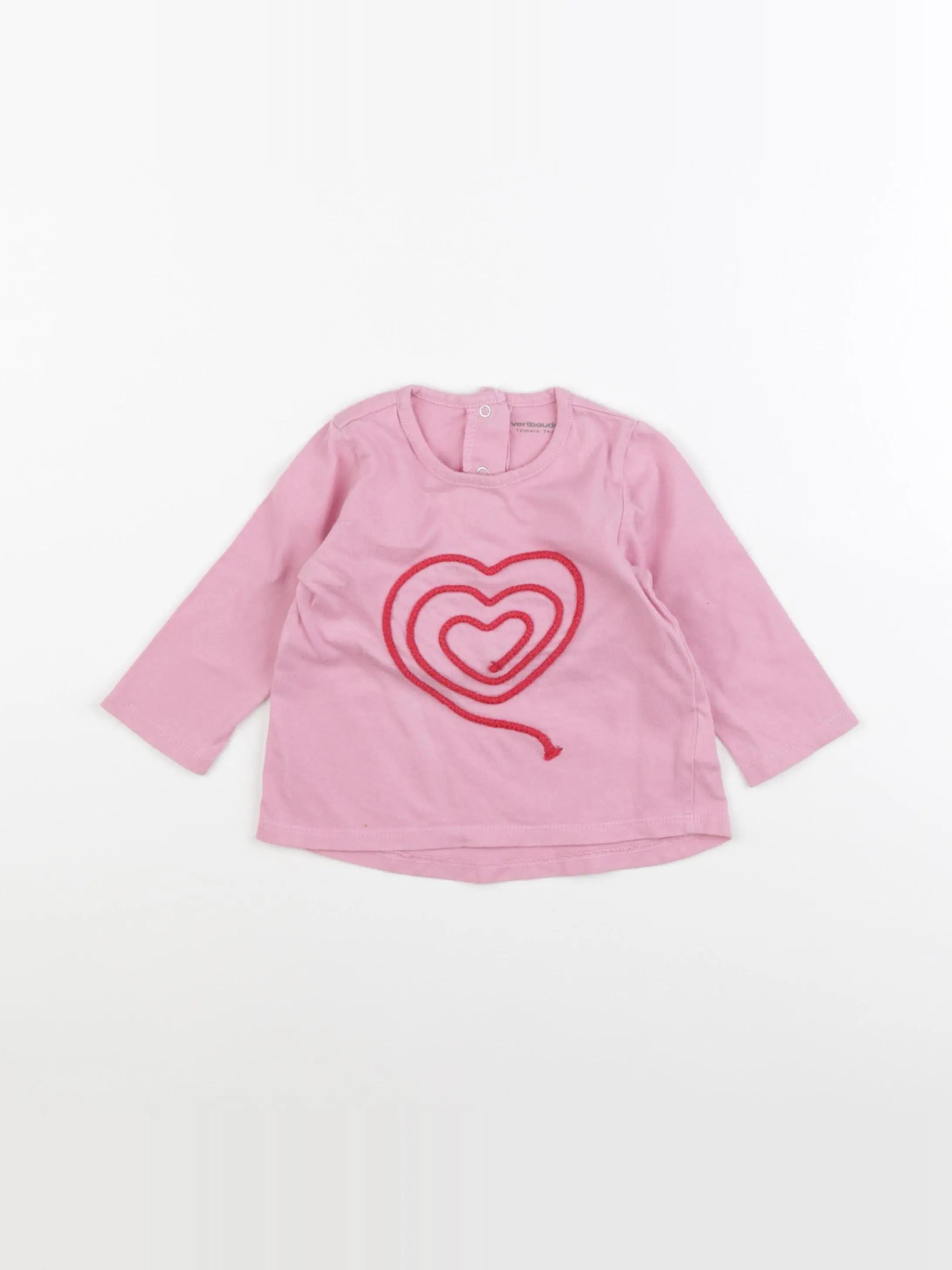 Vertbaudet - tee-shirt rose - 12 mois