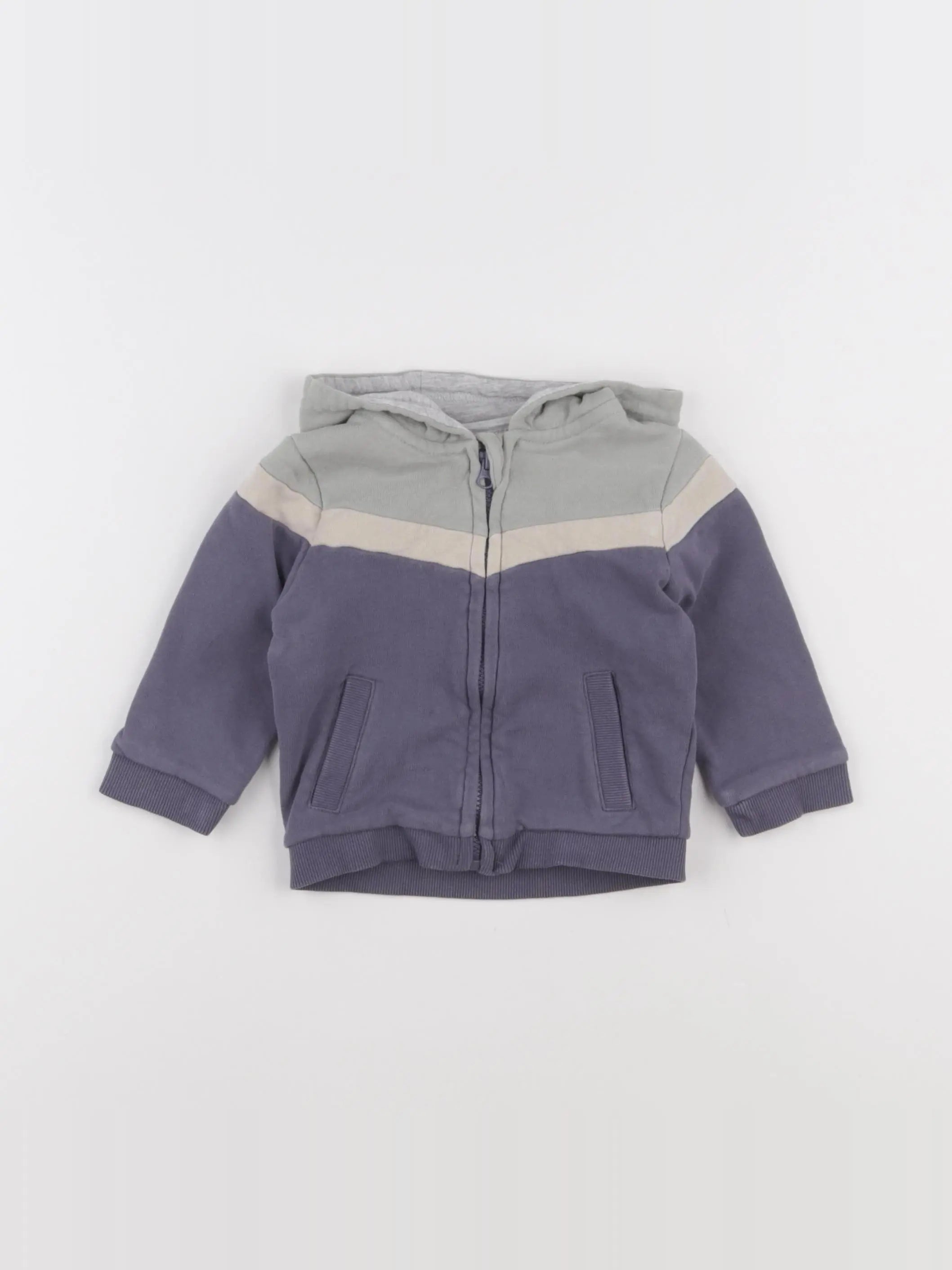 Vertbaudet - sweat bleu, gris - 9 mois