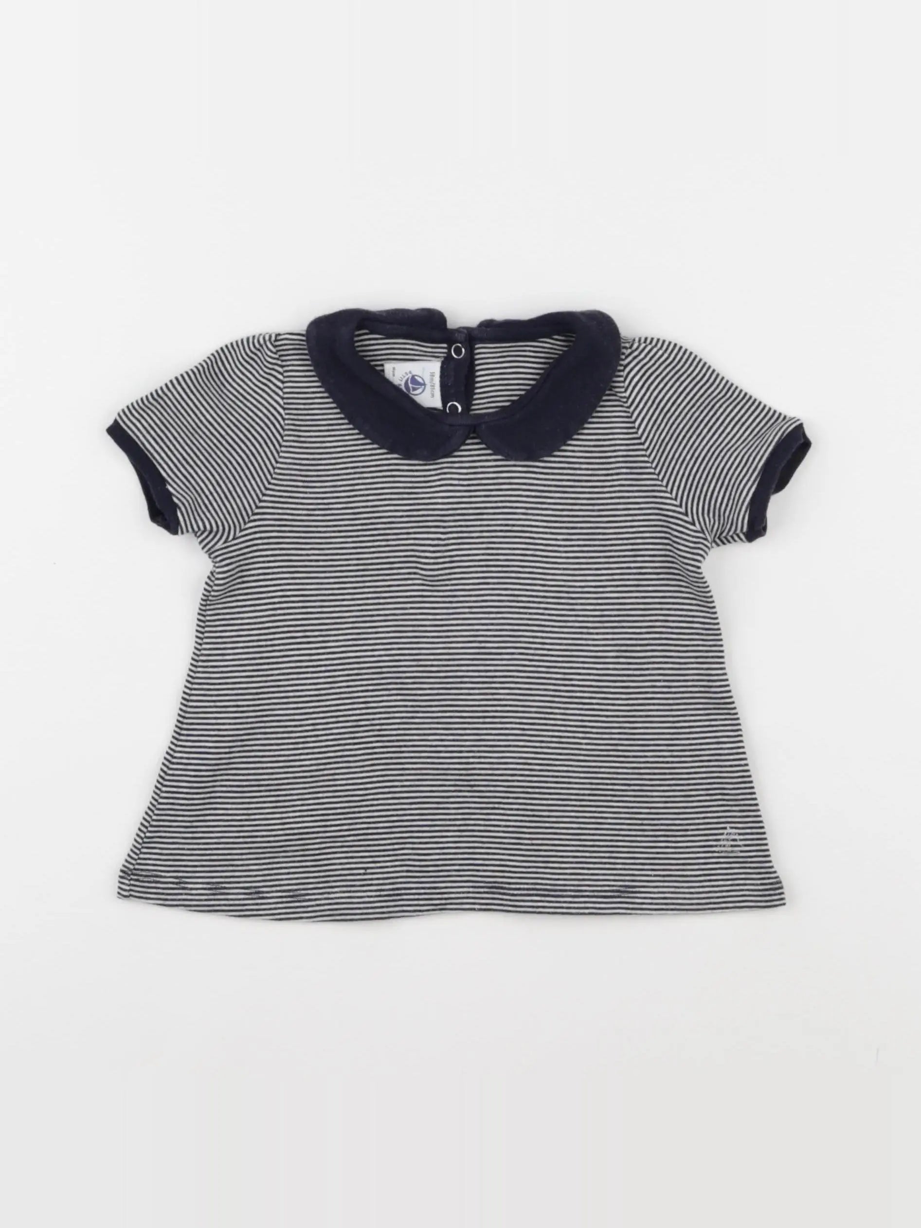 Petit Bateau - tee-shirt bleu, blanc - 18 mois