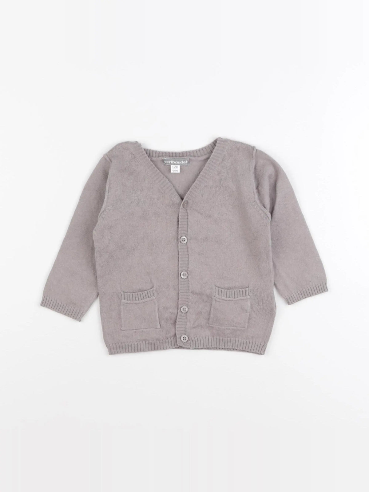 Vertbaudet - gilet taupe - 12 mois