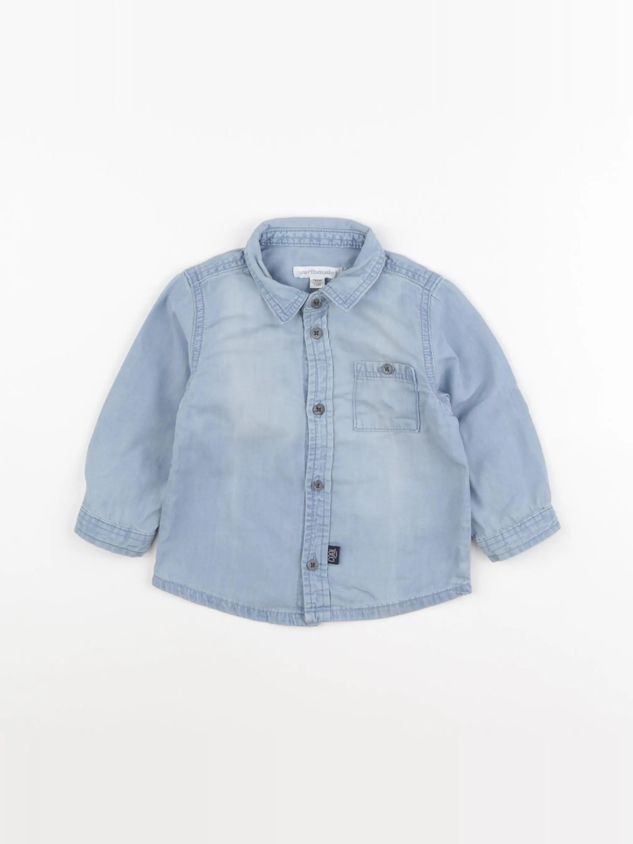 Vertbaudet - chemise bleu - 12 mois