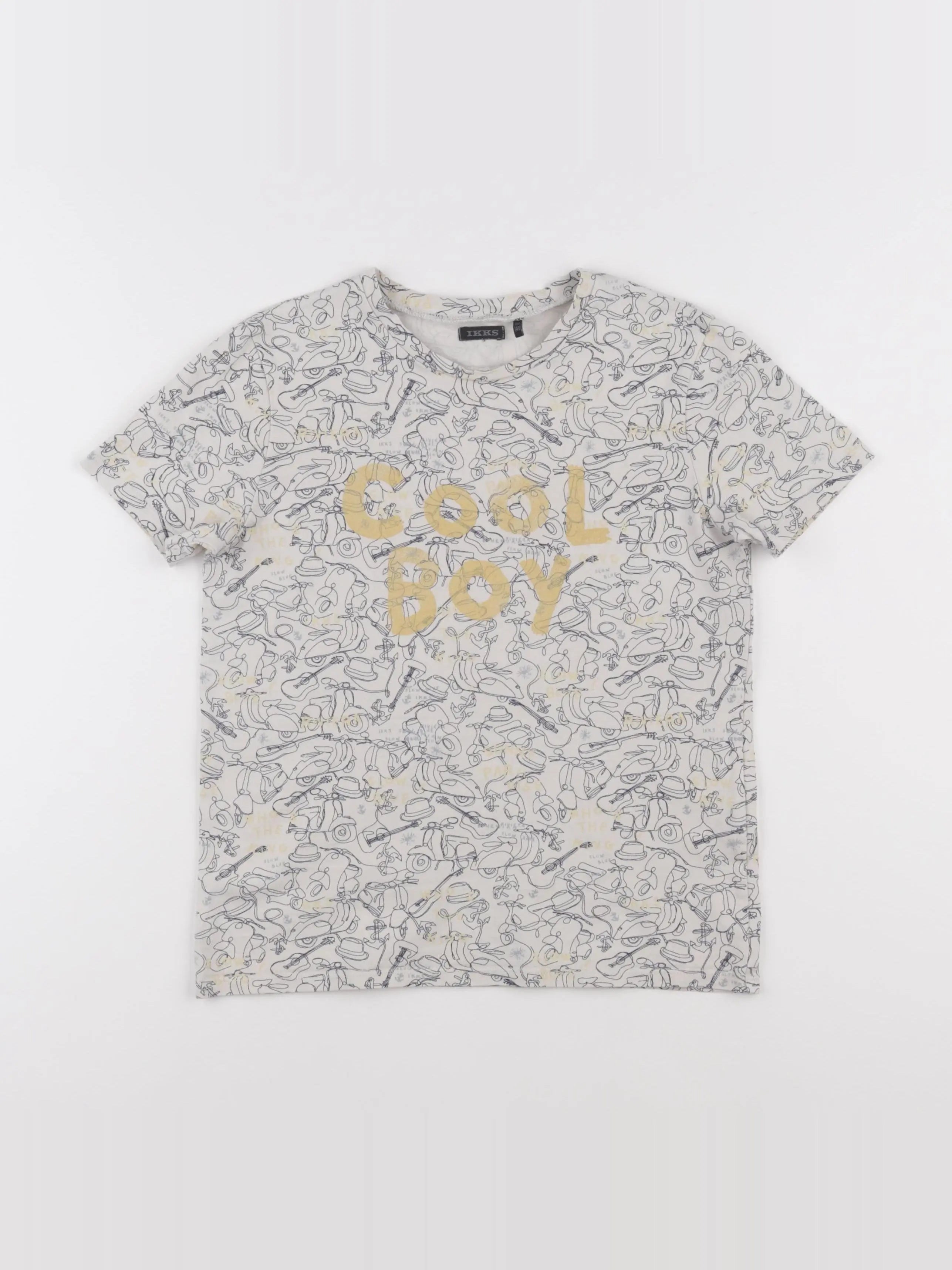 IKKS - tee-shirt bleu, beige - 10 ans