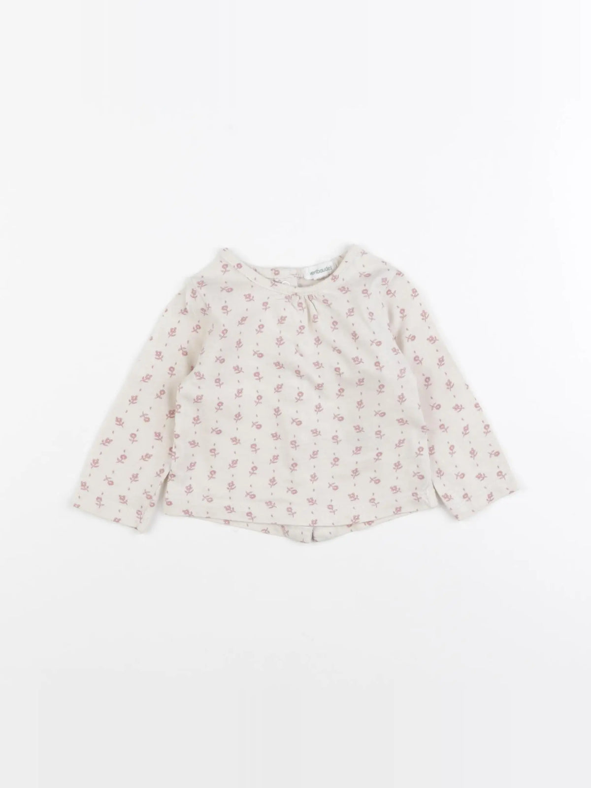 Vertbaudet - tee-shirt beige, rose - 3 mois