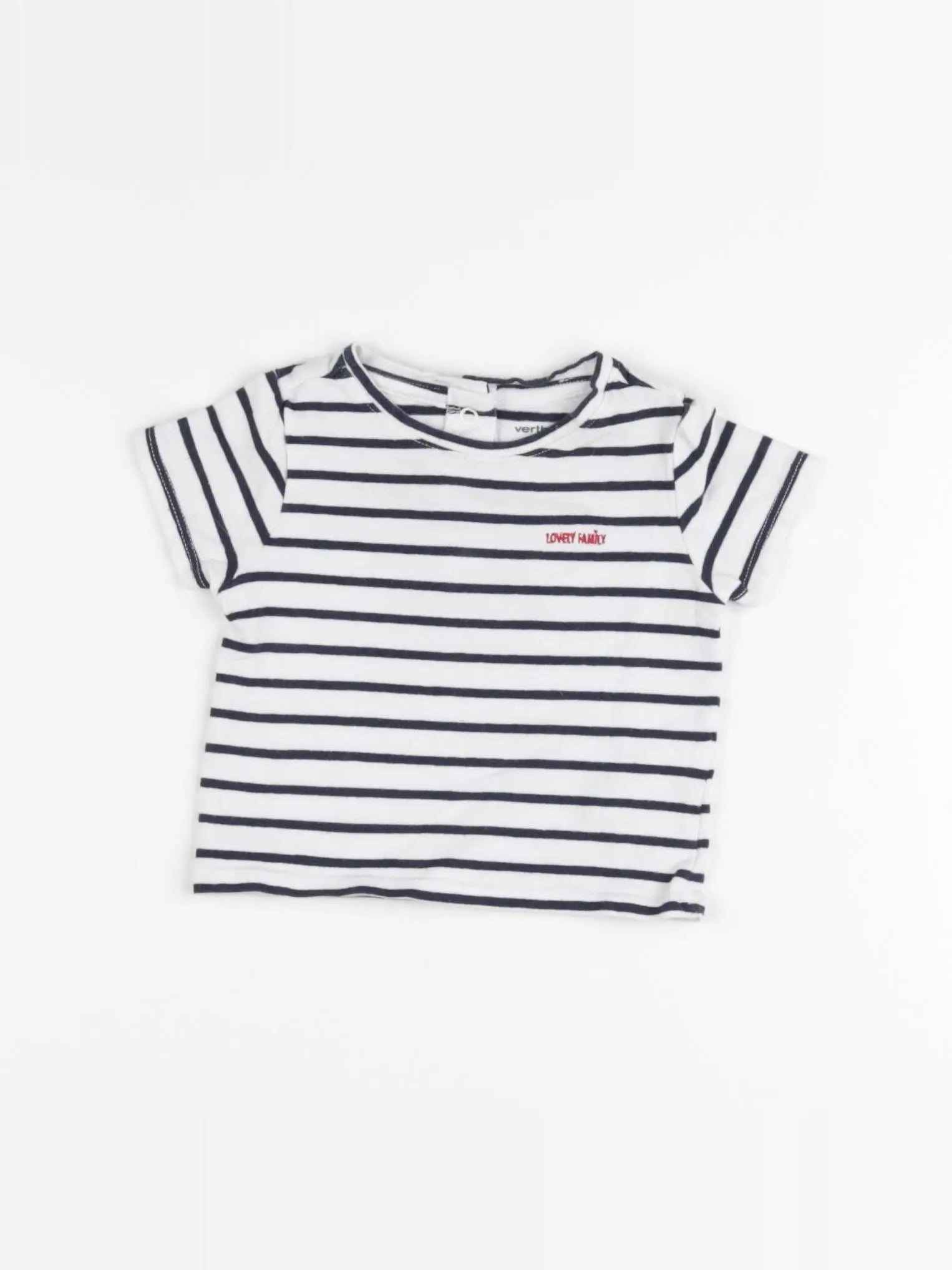 Vertbaudet - tee-shirt blanc, bleu - 3 mois
