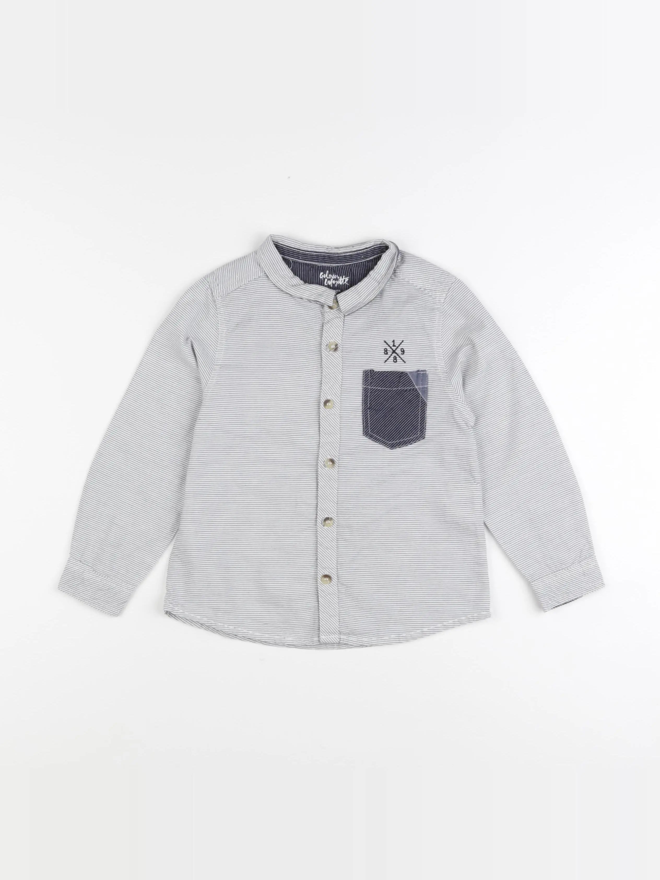 Galeries Lafayette - chemise blanc, bleu - 5 ans