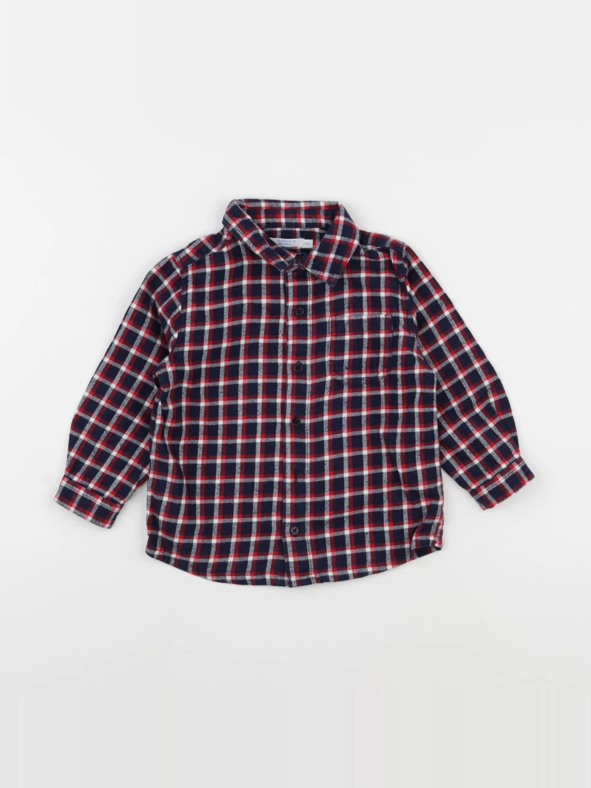 Boutchou - chemise bleu, rouge - 24 mois