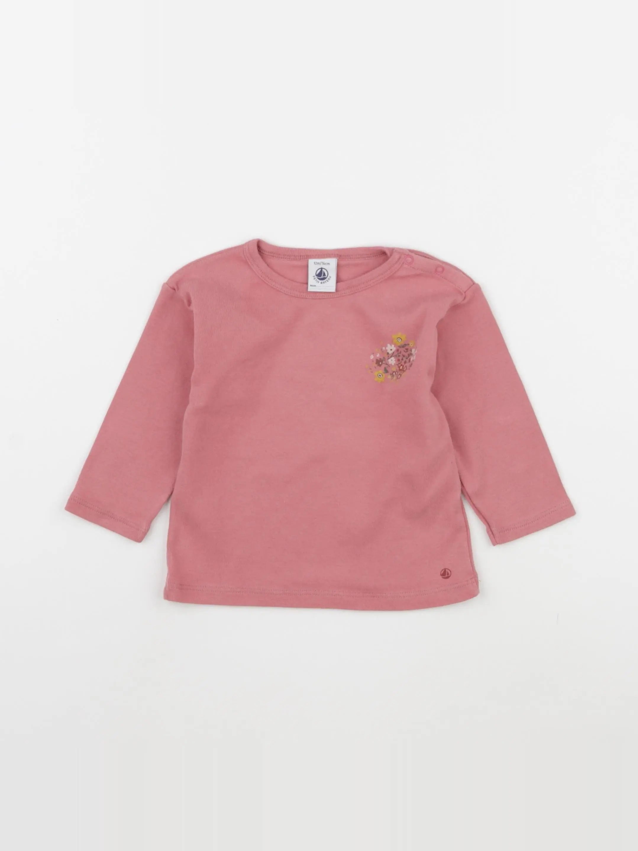 Petit Bateau - tee-shirt rose - 12 mois