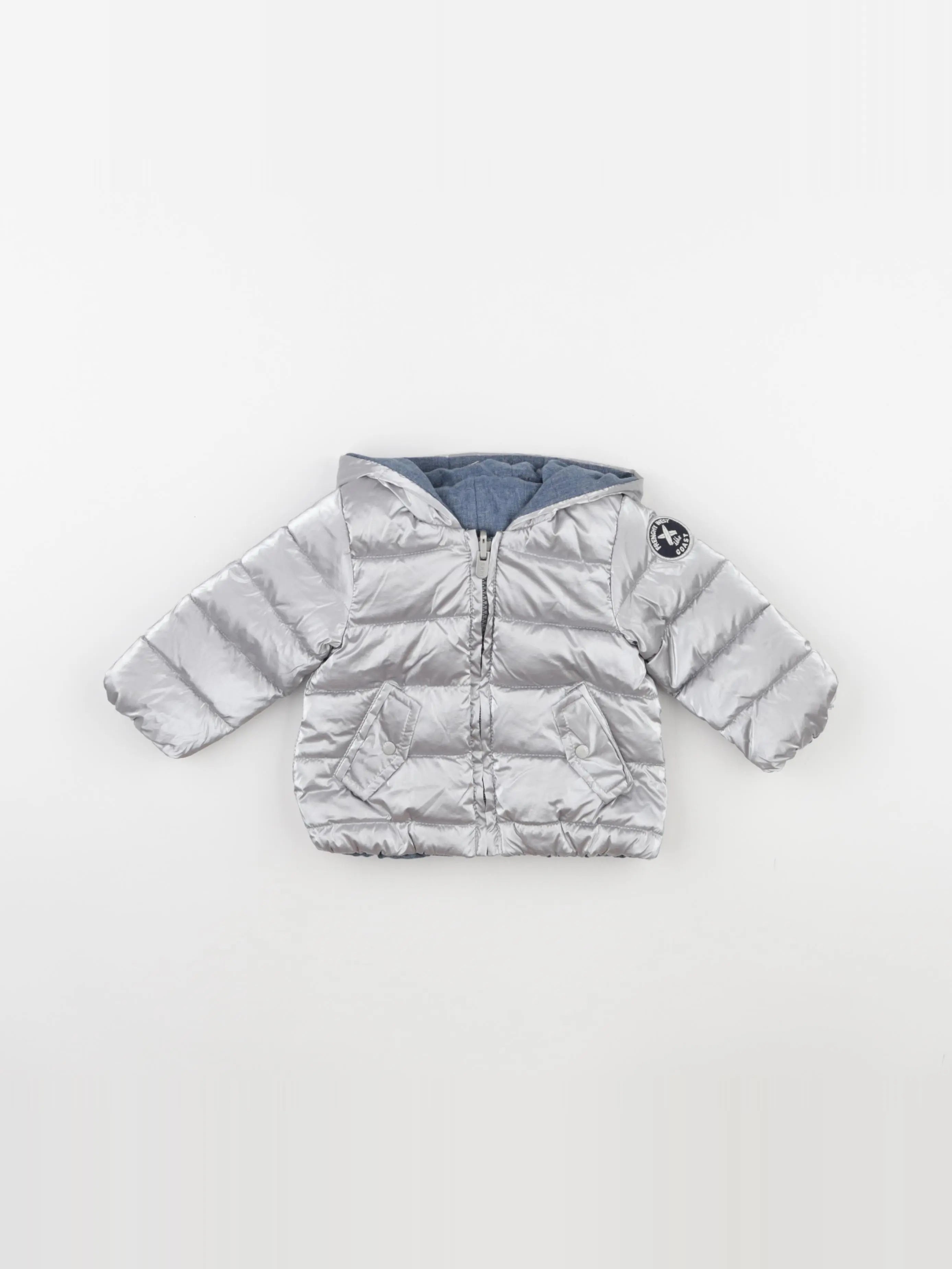 IKKS - veste réversible argent, bleu - 6 mois