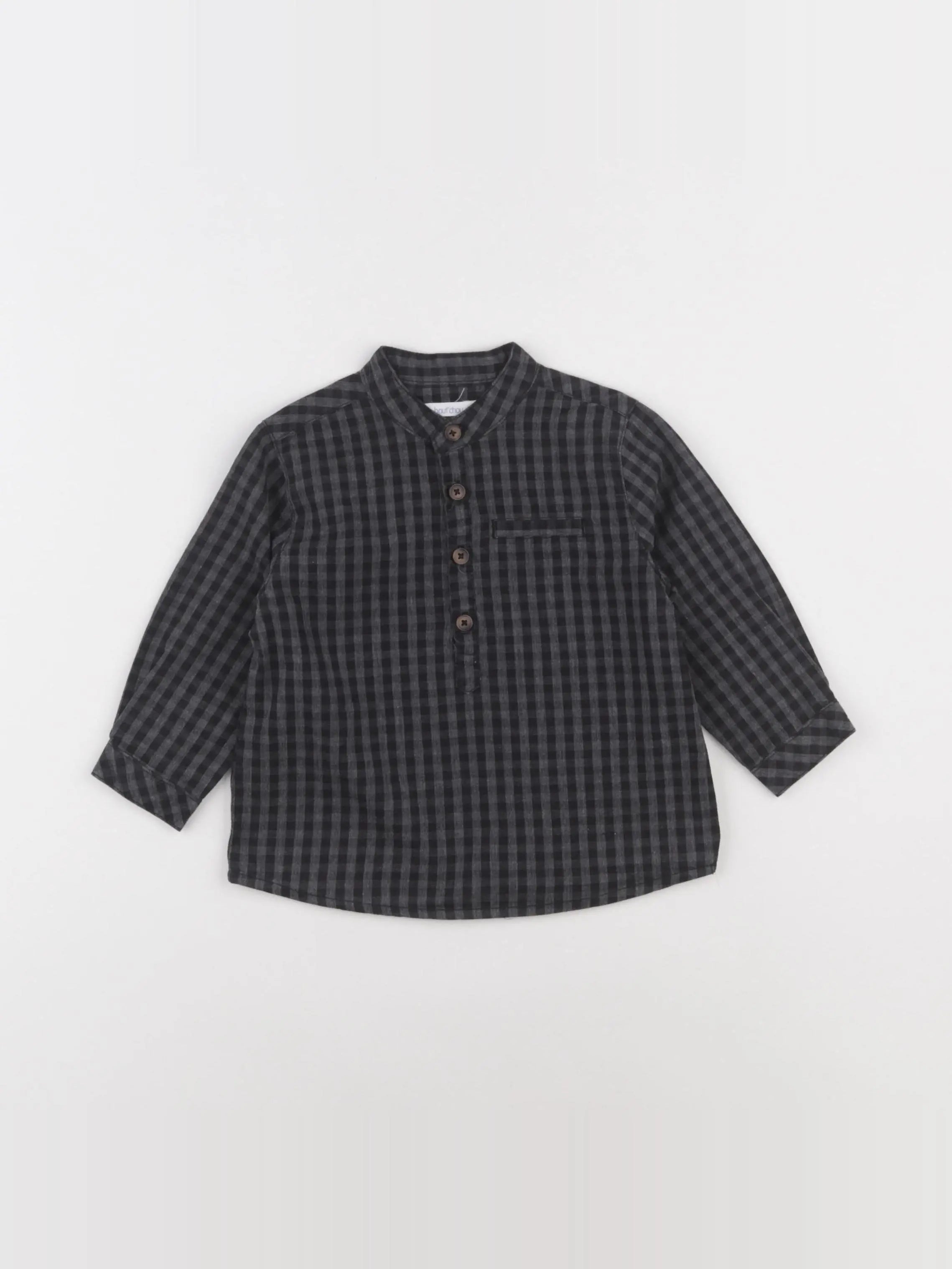 Boutchou - chemise gris, noir - 9 mois