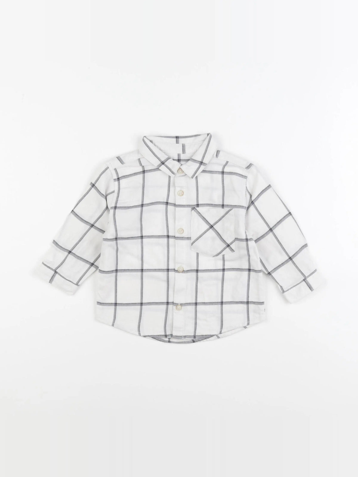 Zara - chemise blanc, gris - 6/9 mois