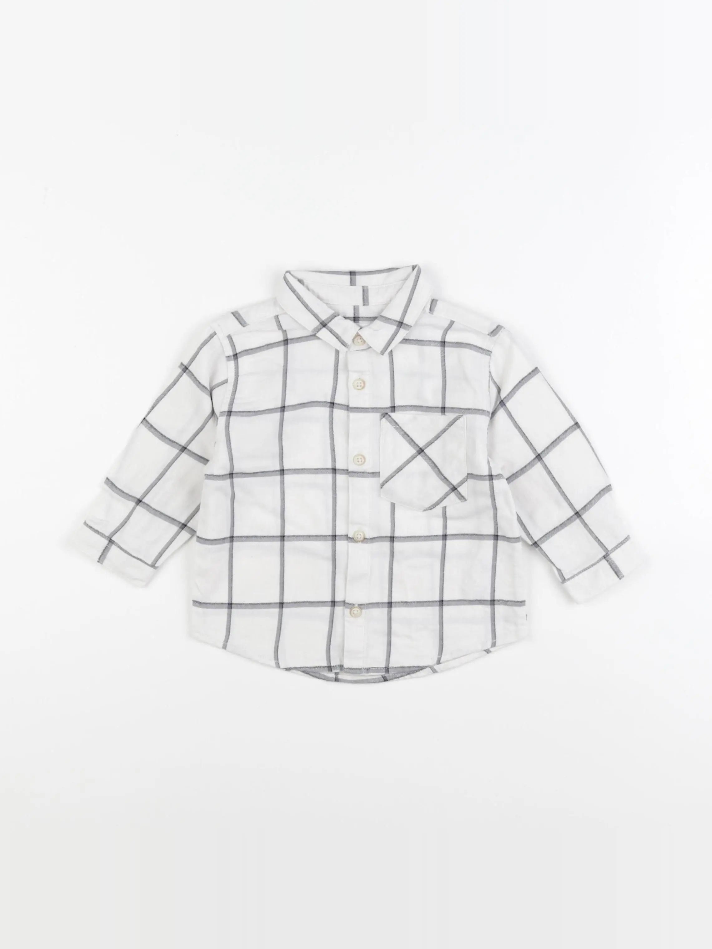 Zara - chemise blanc, gris - 6/9 mois