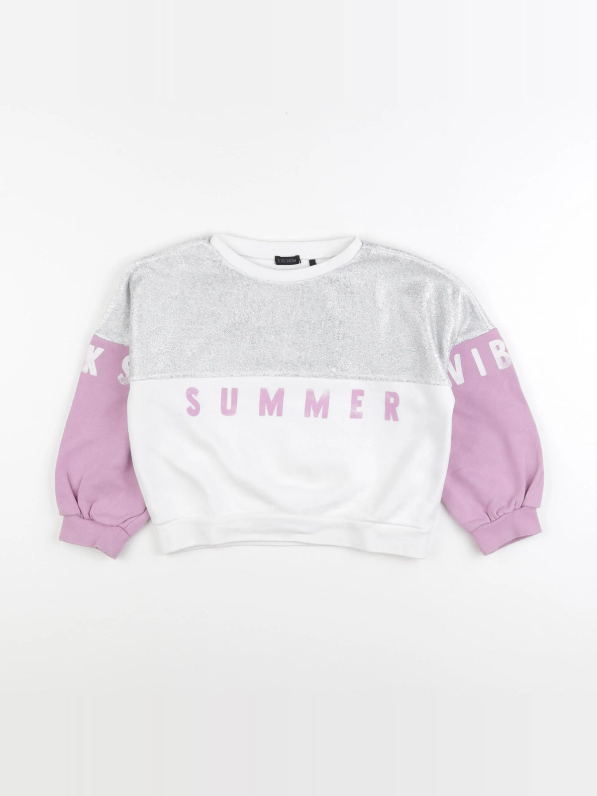 IKKS - sweat blanc, argent - 6 ans