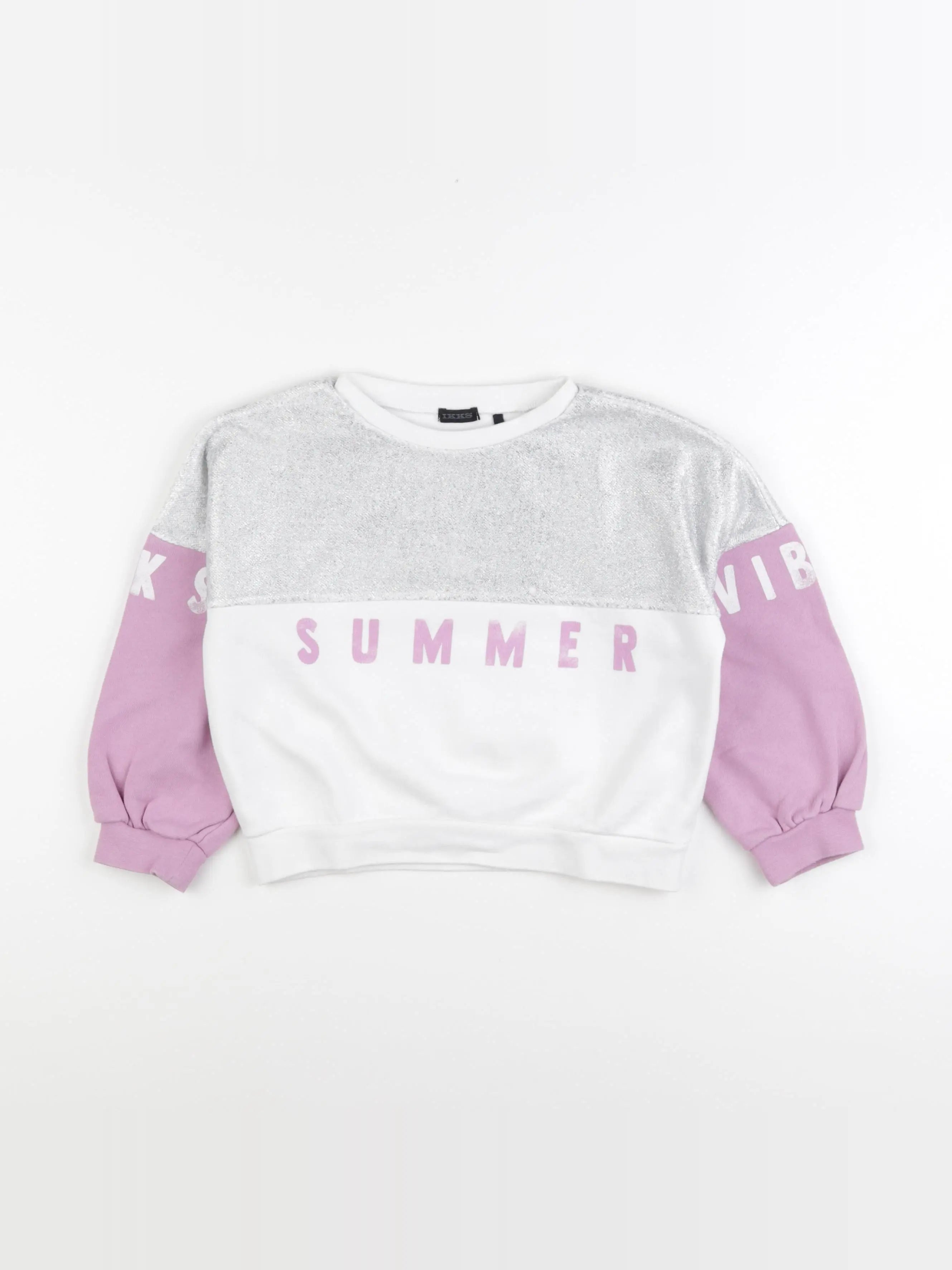 IKKS - sweat blanc, argent - 6 ans