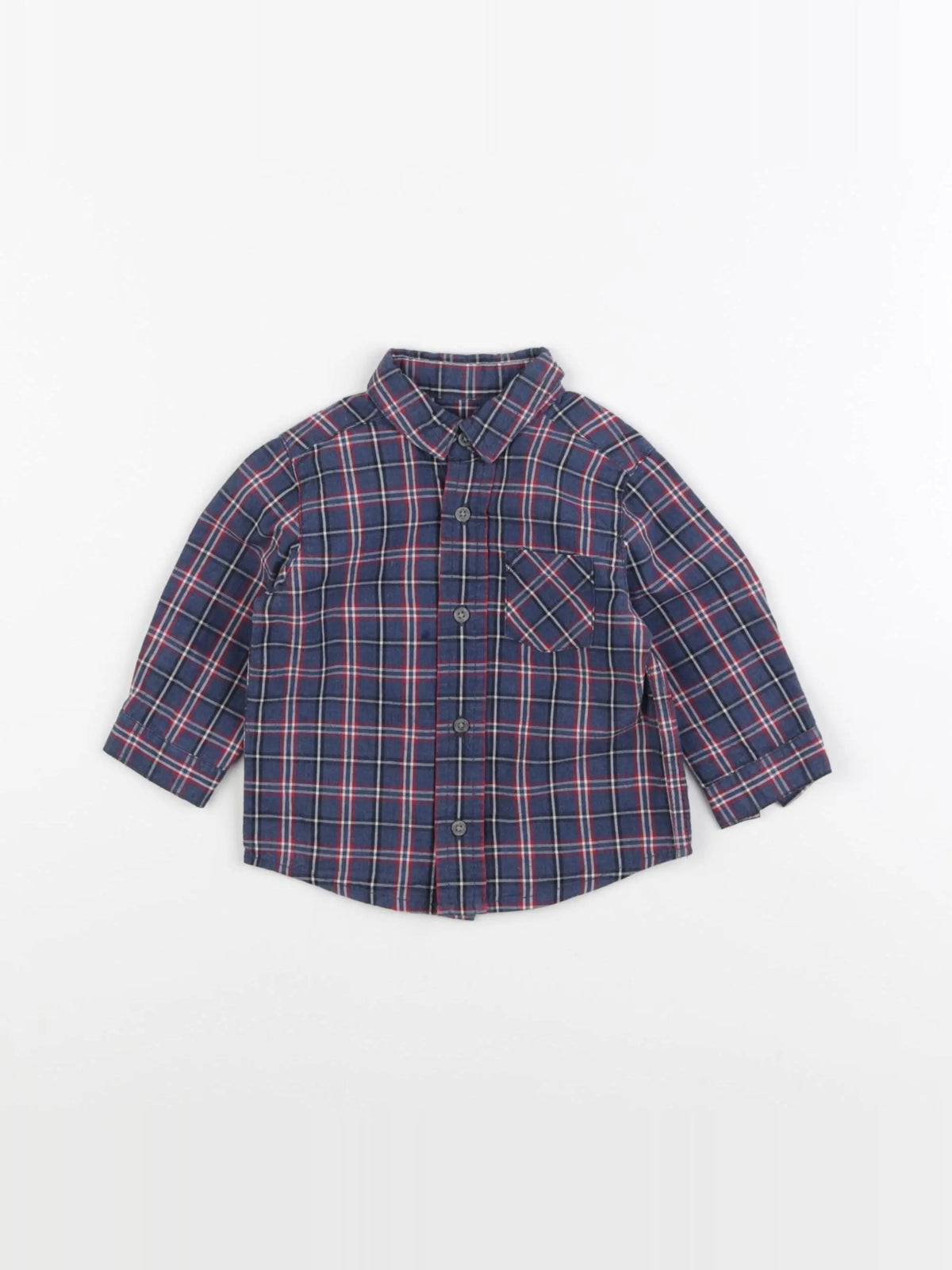 Boutchou - chemise bleu, rouge - 6 mois