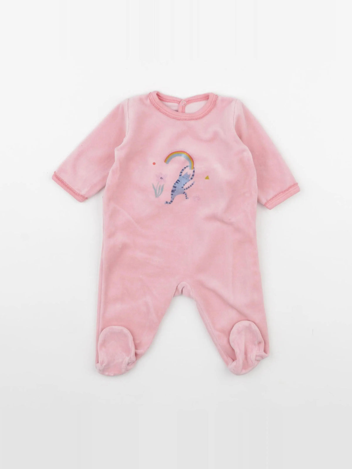 Petit Bateau - pyjama velours rose - 3 mois