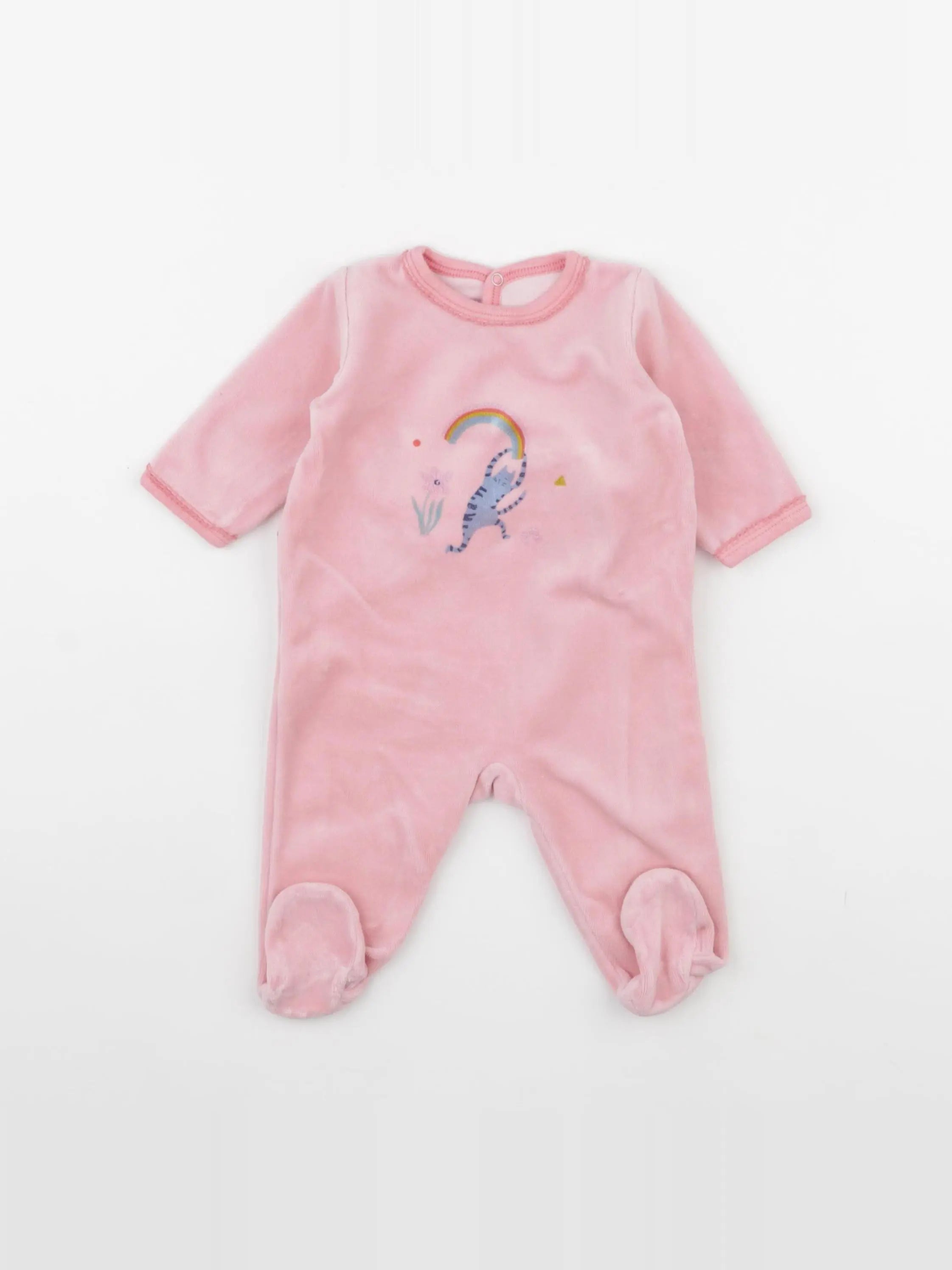 Petit Bateau - pyjama velours rose - 3 mois